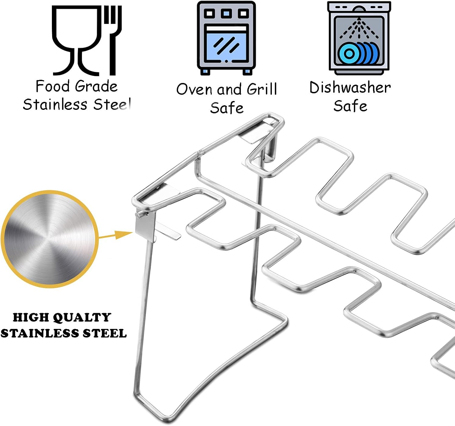 Chicken Leg and Wing Rack for Grill Smoker Oven - Easy to Use 14 Slots Chicken Leg Rack - High Grade Stainless Steel Chicken Wing Rack Chicken Drumstick Holder for Perfect Cook image number 5