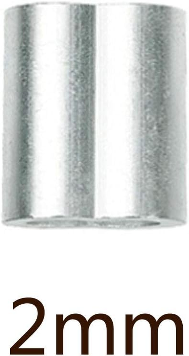 100 Pcs Aluminum Crimping Loop Sleeve Clips, Aluminum Sleeves Clip Fittings with Double Ferrules, Aluminium Ferrules for Wire Rope, Cable Crimps, Silver (2 Mm/0.079Inch) image number 6