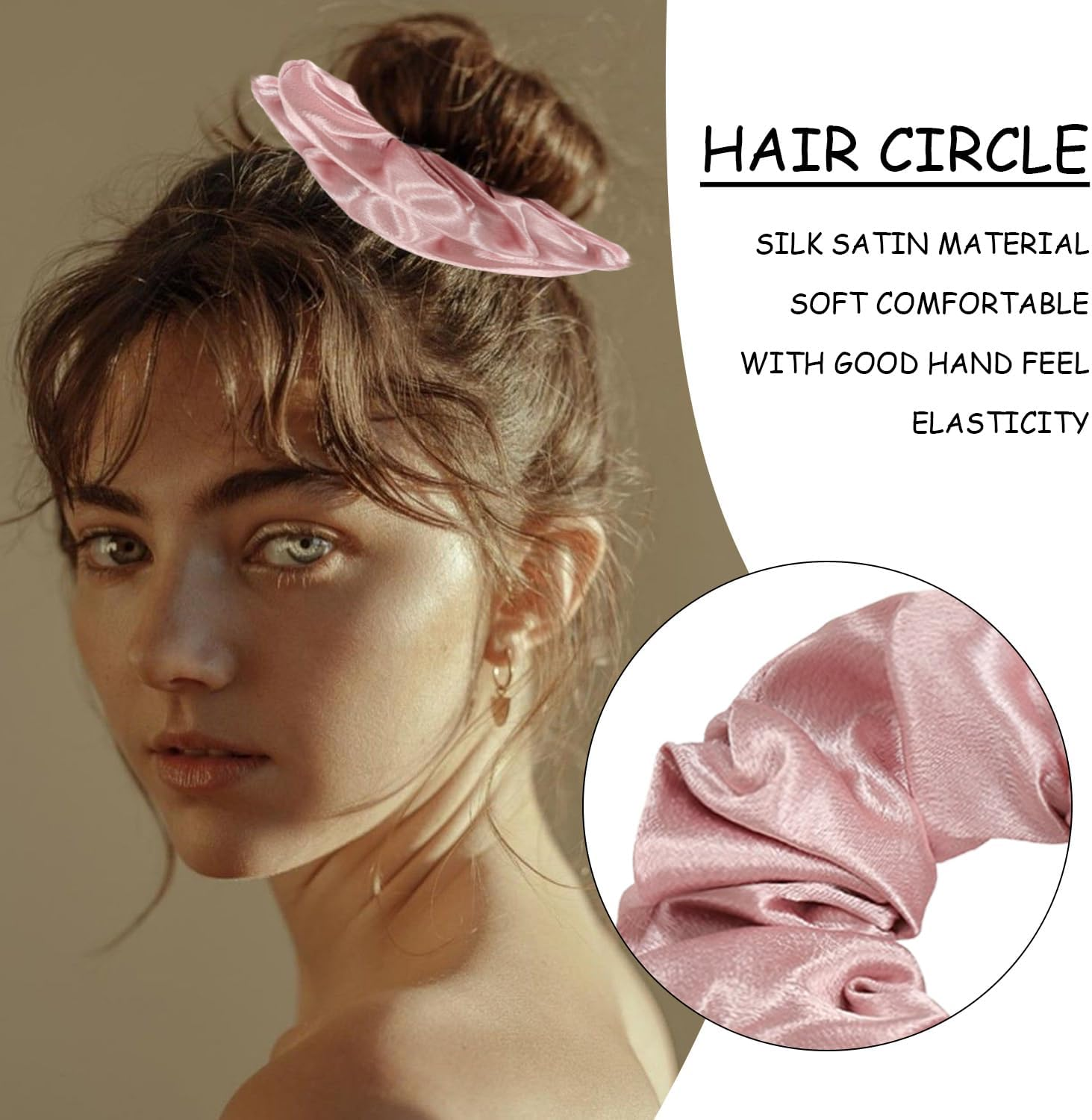 Pack of 4 Retro Hair Bobbles Satin Hair Bobbles Plain Hair Accessories Elastic Hair Ties Women Hair Accessories Hair Accessories image number 1