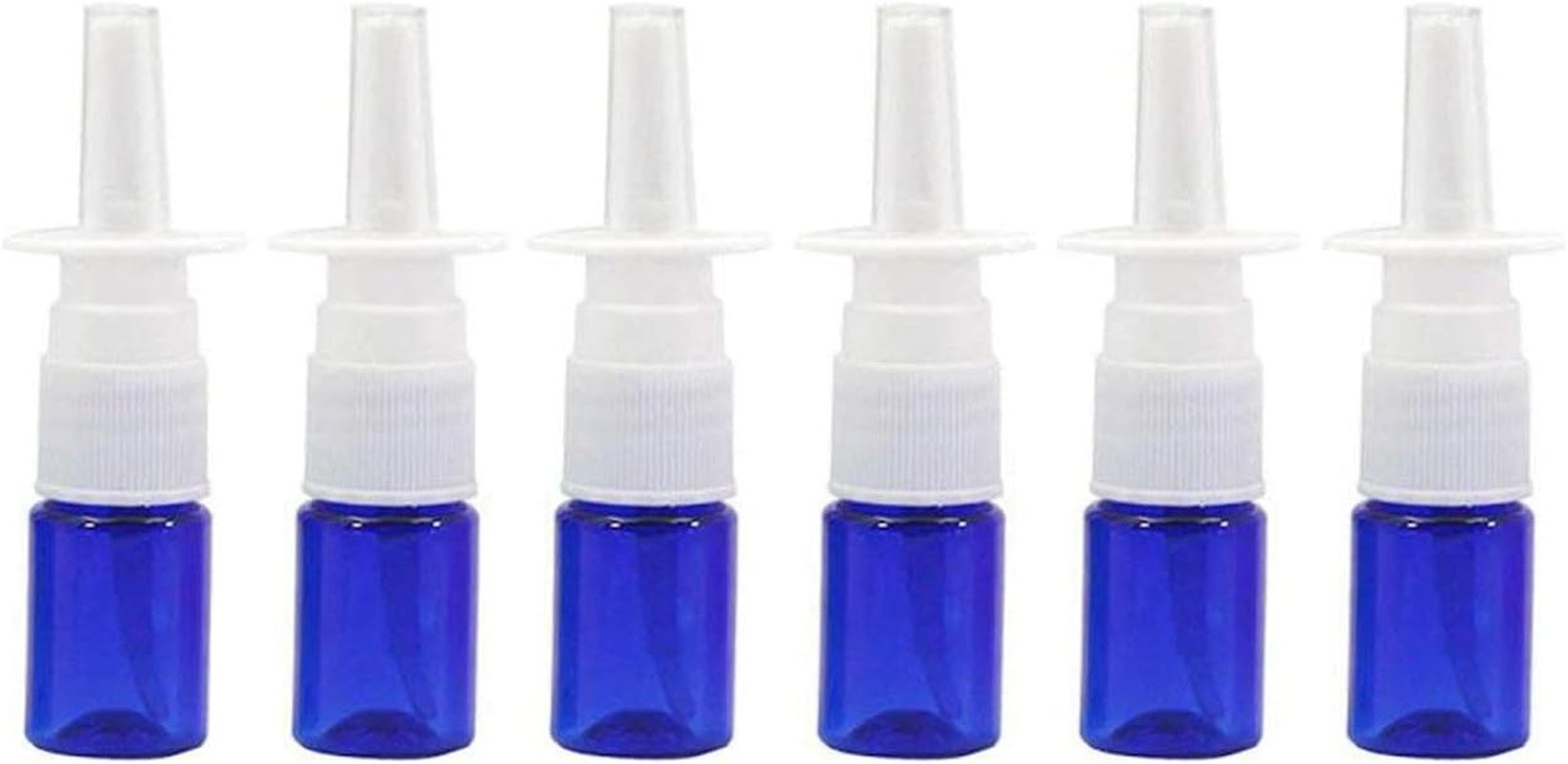 12Pcs Mini Plastic Nasal Spray Bottles - 5Ml Fine Mist Sprayers Atomizers Cosmetic Perfume Makeup Water Storage Holder Container Portable Empty Refillable(Blue)