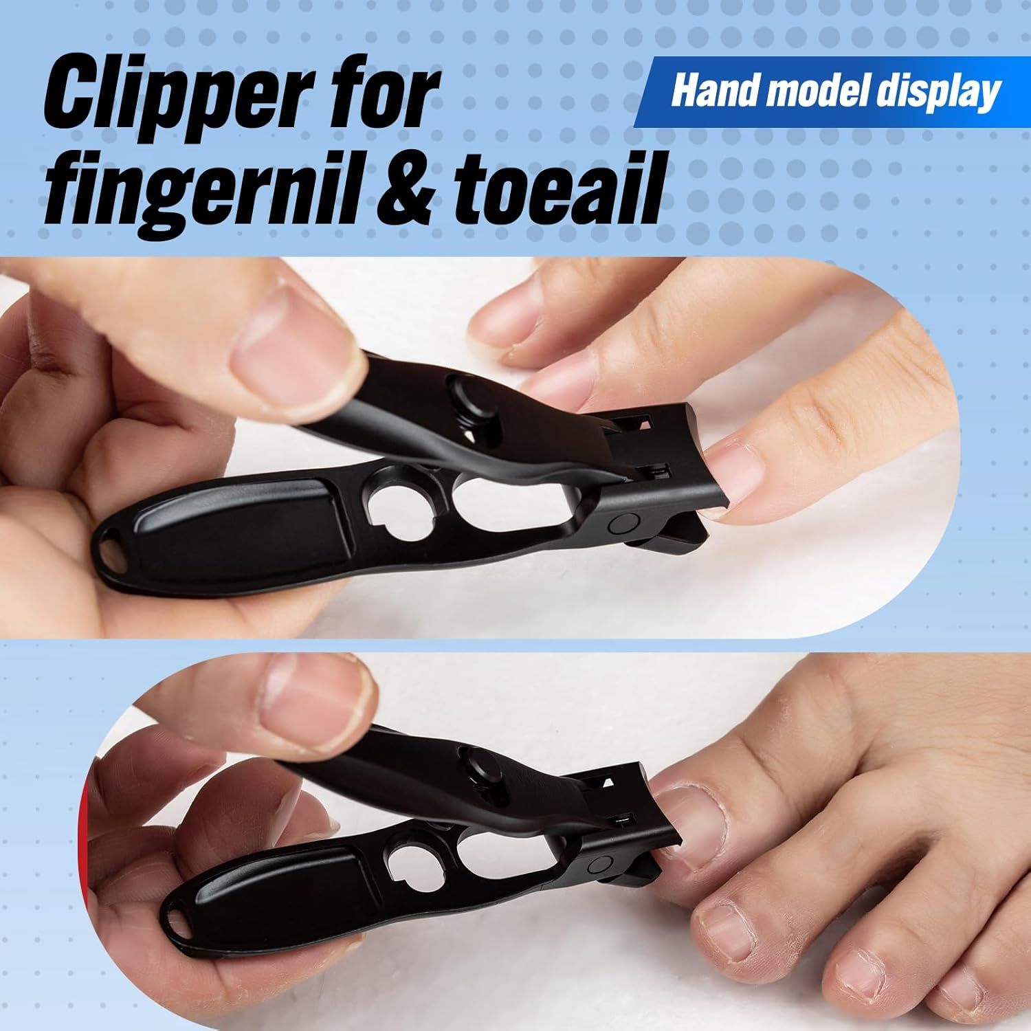 Swocky German Nail Clippers, Premium Stainless Steel Wide Jaw anti Splash Design,Ultra Sharp Heavy Duty Clippers with Ergonomic Lever,Perfect for Men,Women, and Seniors(Black) image number 5