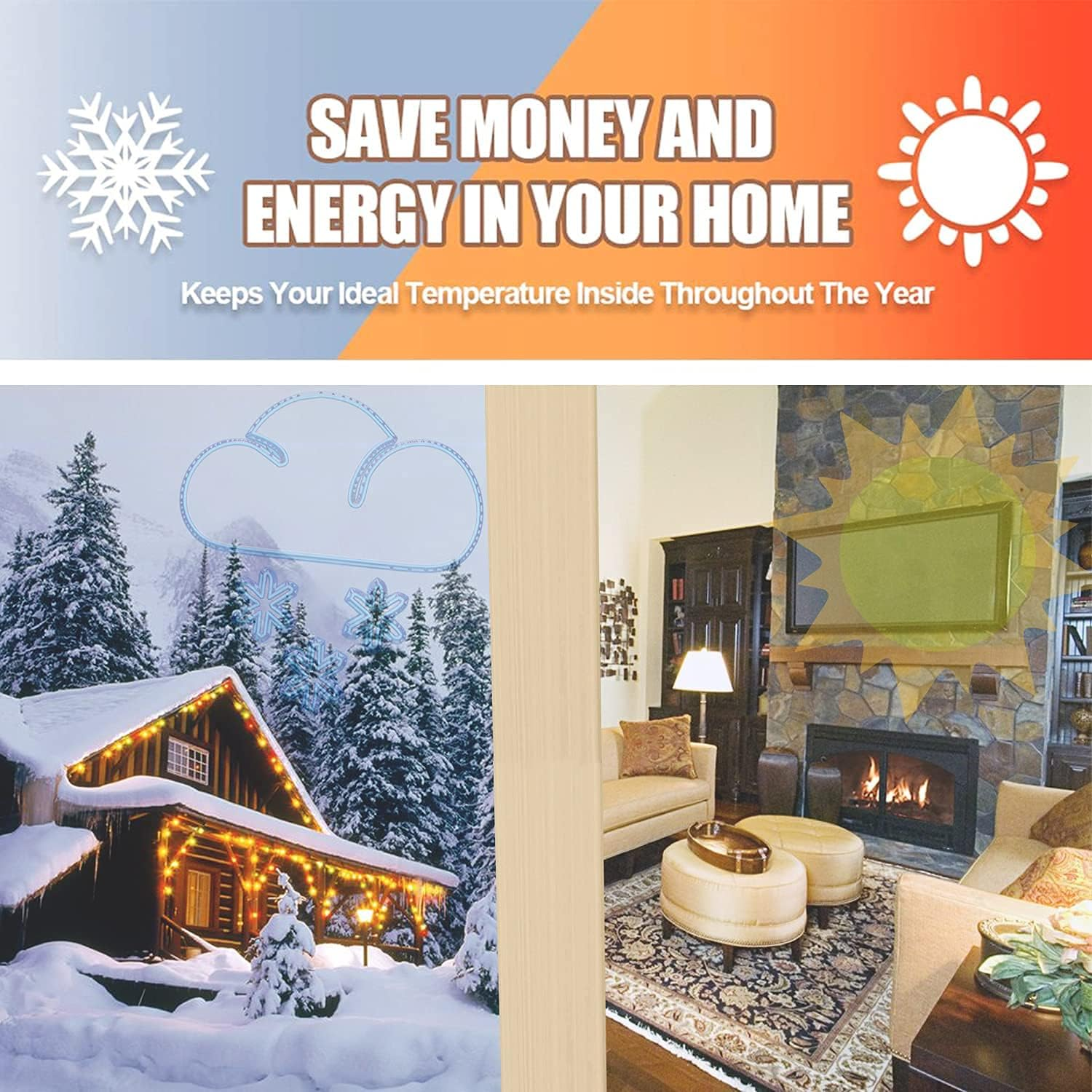 2 Pack Door Draft Stopper under Door - Heavy Duty Weatherproof Seal Strip, Soundproof & Anti-Dust Blocker, Mouse Insect Barrier for Home Doors - White - White image number 2