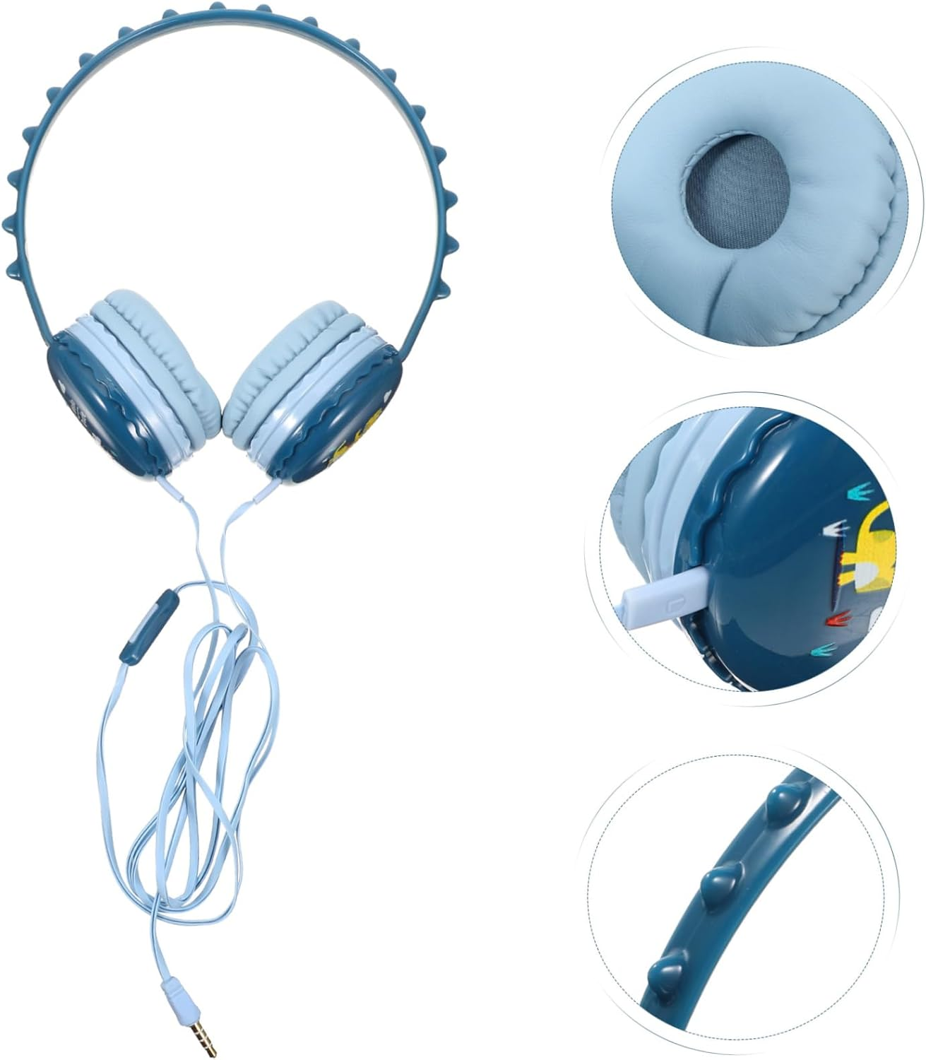 OKUMEYR over Ear Headphones Dinosaur Shape Wired Headset with Soft Breathable Ear Pads for Comfortable Noise Isolating Headband for Travel Study and Outdoor Activities Compatible With image number 6