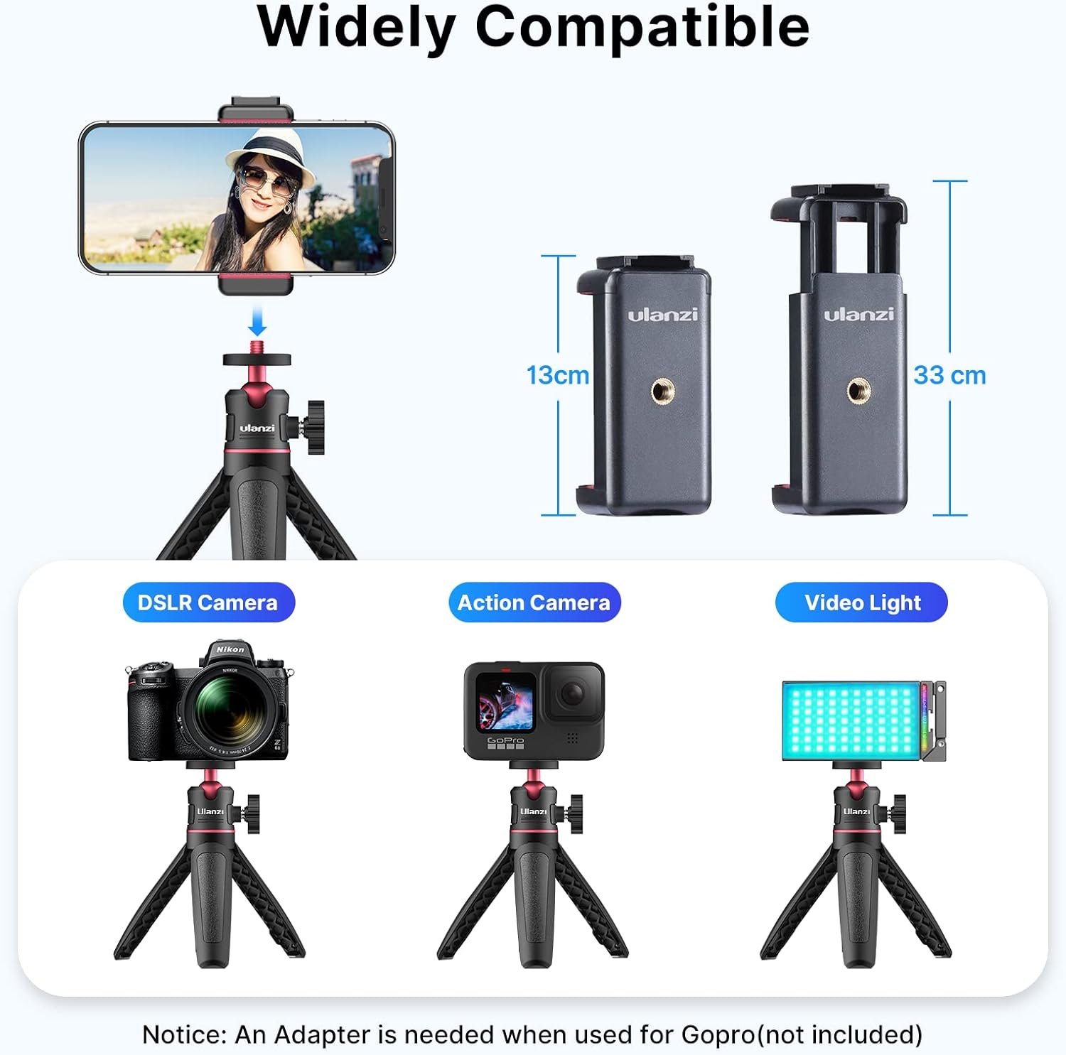 ULANZI MT-08 Extension Phone Tripod, Mini Selfie Stick Tripod Stand Handle Grip for Osmo Pocket 3 4 / Iphone/Samsung/Google Smartphone Canon G7X Mark III Sony RX100 VII A6400 A6600 Cameras - Mt-73 Tripod image number 4