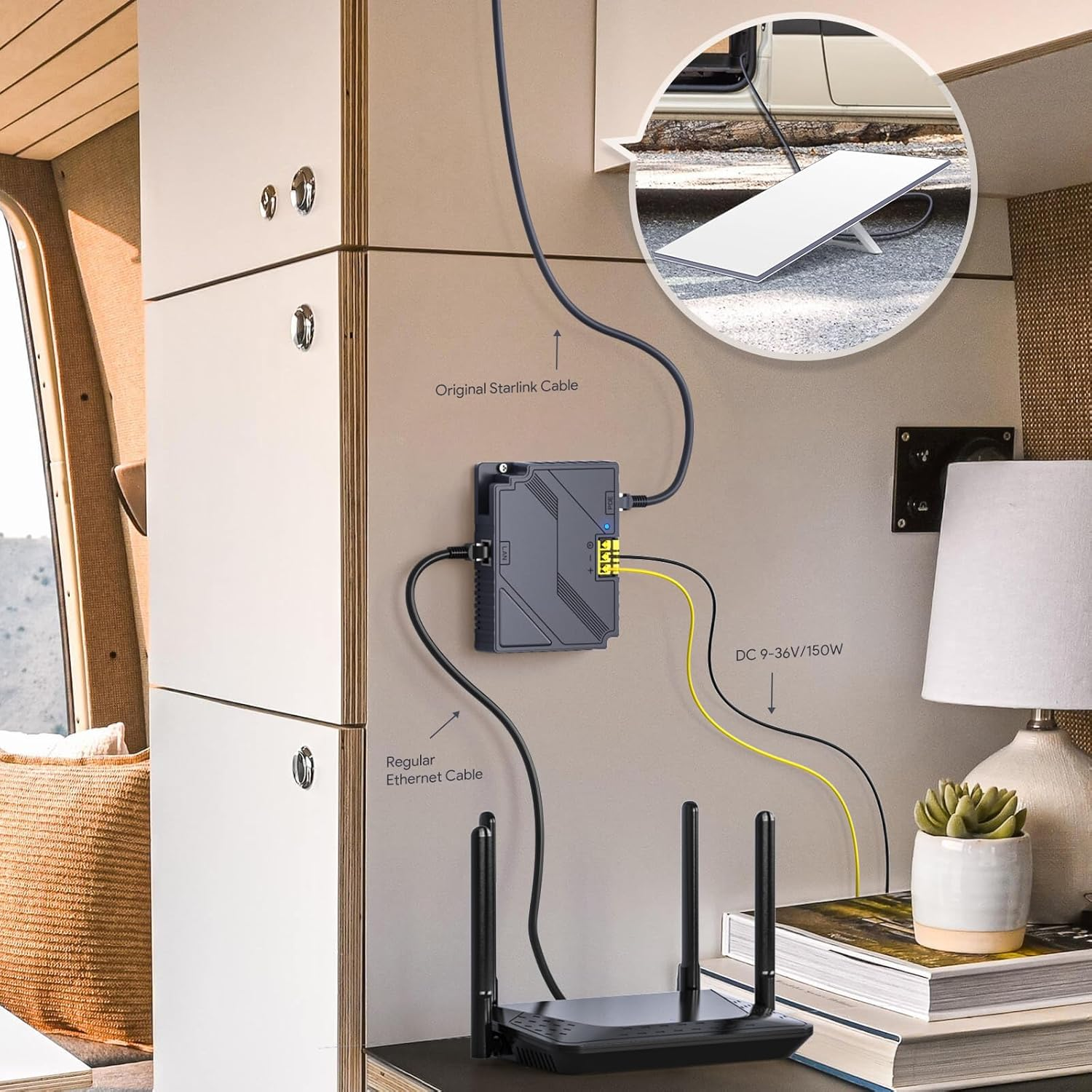 XLTTYWL Starlink V3 Poe Injector, 150W 2 in 1 Gige Passive & ESD Protection Starlink 12V Conversion Kit with Starlink DC Step up Converter DC 9-36V/150W for Starlink Gen 3 Dishy image number 5