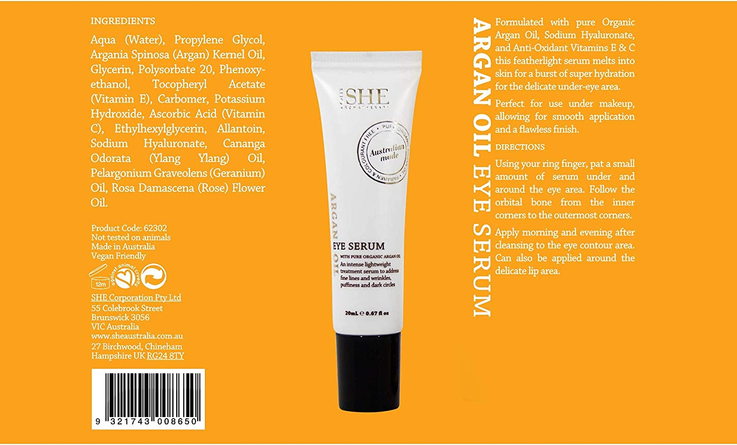 Om She Aromatherapy - Argan Oil Eye Serum .67 Fl Oz (20Ml) - Pure - Organic - Paraben Free - anti Oxidant - Cruelty Free image number 4