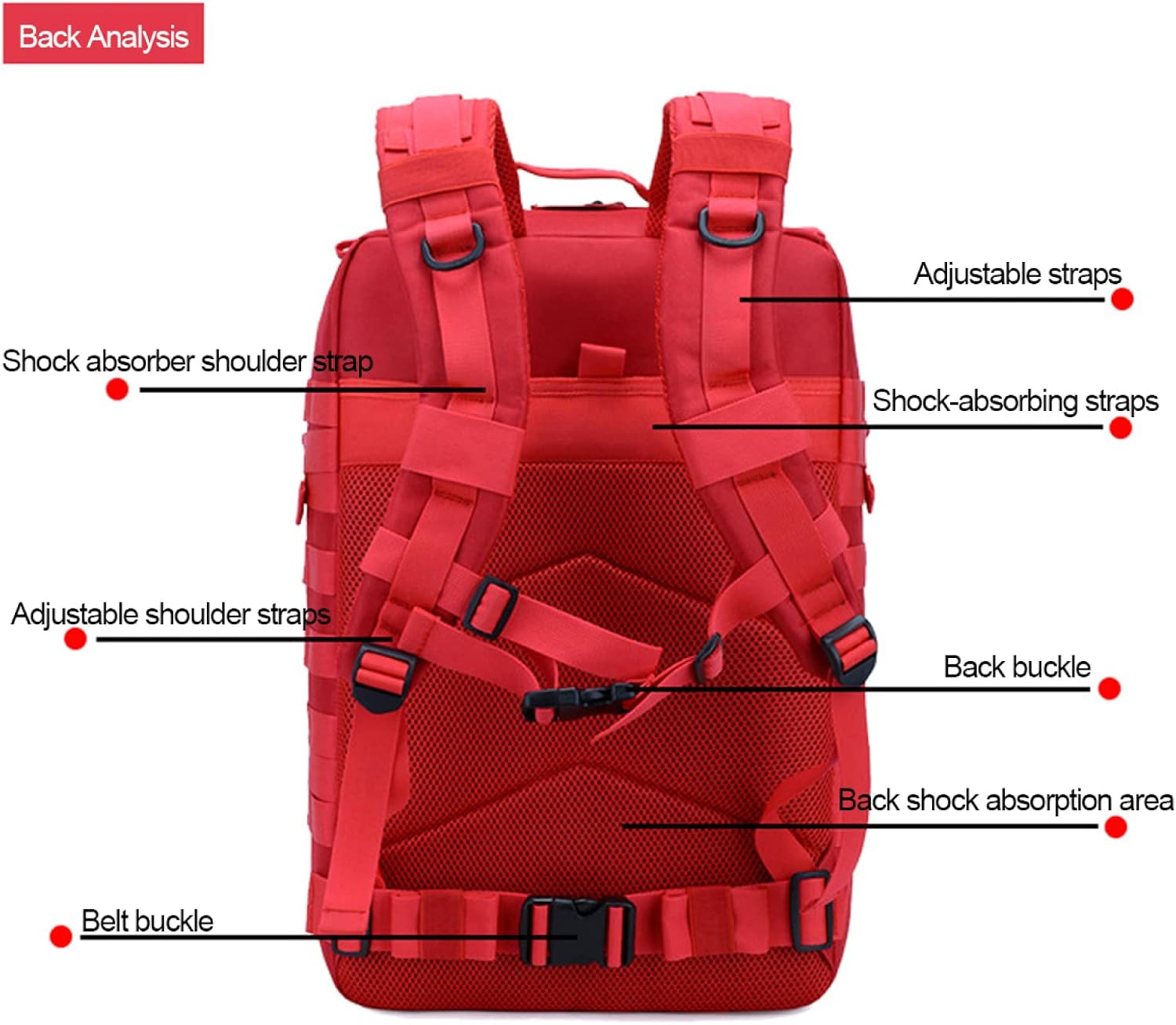 Camping Hiking Backpacks 45L,Tactical Backpack Large 3 Days Tactical Backpack Heavy Duty Backpack Molle Army Assault Pack for Hunting Trekking Camping Other Outdoor Activities,Purple - Acu image number 7