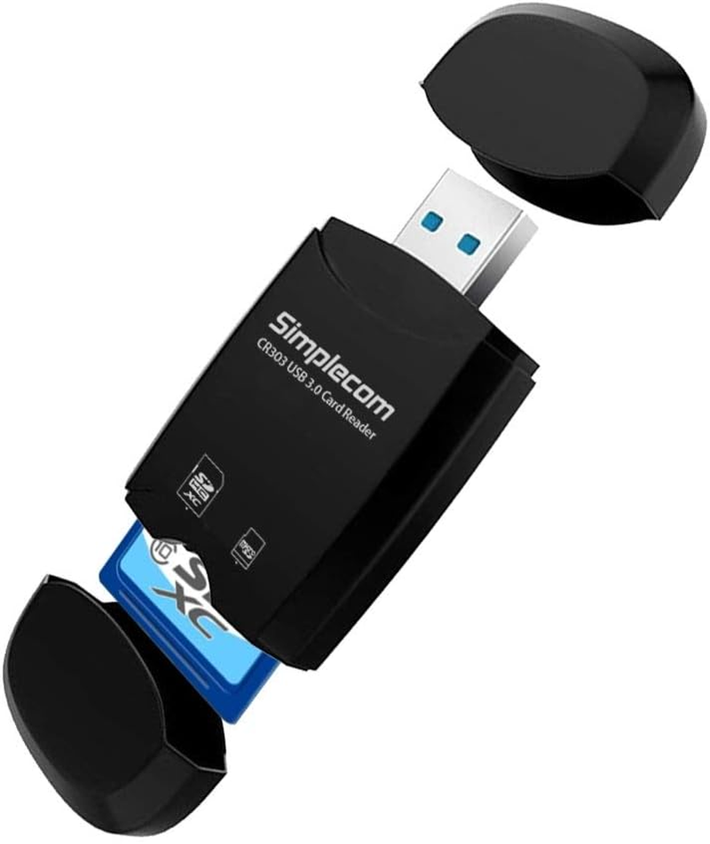 Simplecom CR303 2 Slot Superspeed USB 3.0 Card Reader with Dual Caps