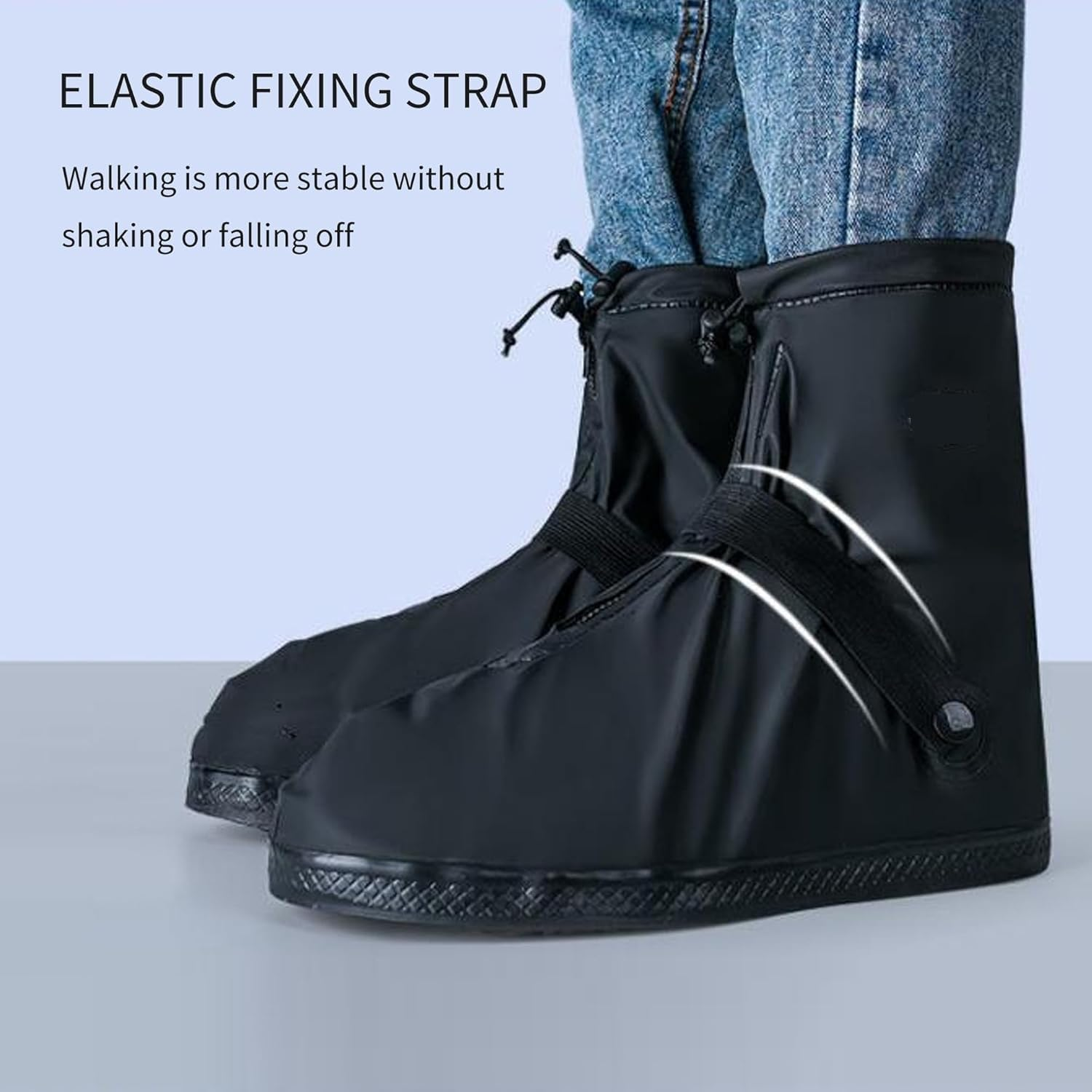 Shoe Covers with Zipper Hard Sole Version Waterproof Shoe Covers Reusable Galoshes for Rainy and Snowy Outdoors Garden Etc, Rain Boots for Men Women Kid ﻿ image number 2