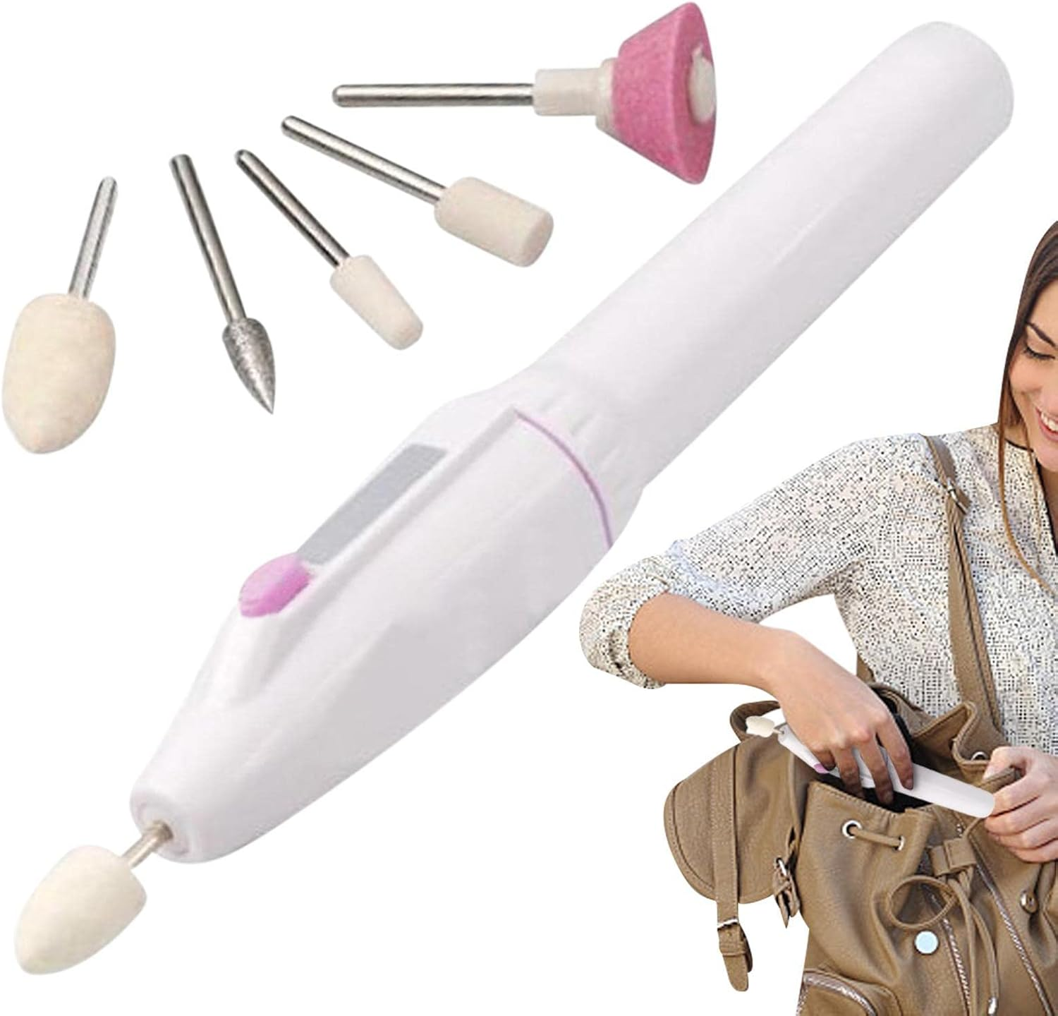 Electric Nail File Set,Manicure Pedicure Tool with 5 Nail Drill | Nail Buffer Drill Polisher for Natural Fingernails Toenails Wynott image number 1