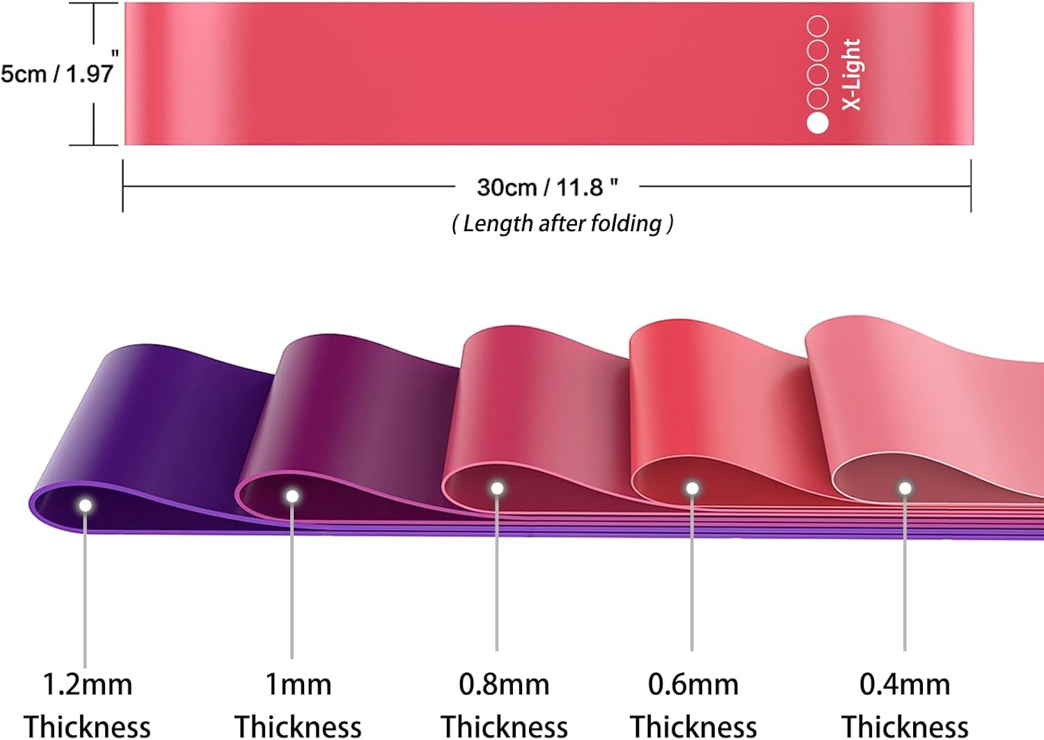 Resistance Bands, Set of 5 Exercise Bands, Fitness Stretch Band with 5 Different Resistance Levels for Workout, Gym, Yoga, Training image number 4