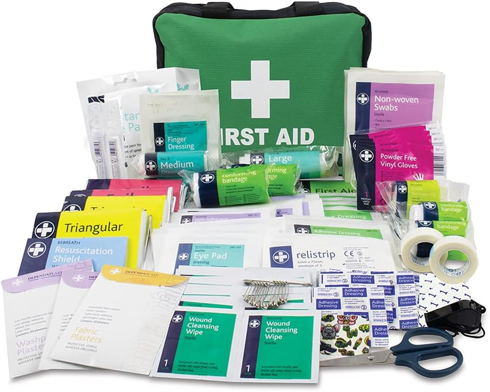 Lewis-Plast First Aid Kit Bag - 220 Piece Survival Kits - Safety Essentials for Travel, Car, Home Camping, Work, Hiking, Holiday, Outdoor Activities - Pack Supplies - Large