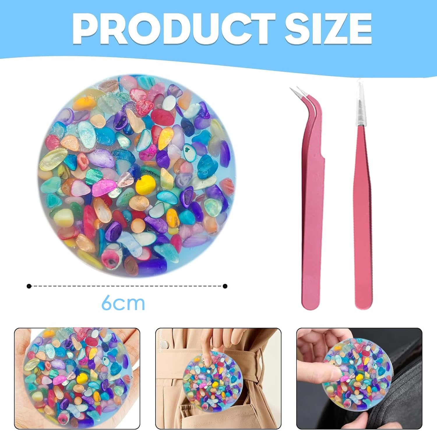 Picky Pad Sensory, Skin Picking Fidget Toys, Picky Pad, Picky Pad Kit, Remeltable Picky Pad, Picky Pad Kit for Adult, Picky Pad Kit with 2 Tipped Tweezers (Round) image number 4