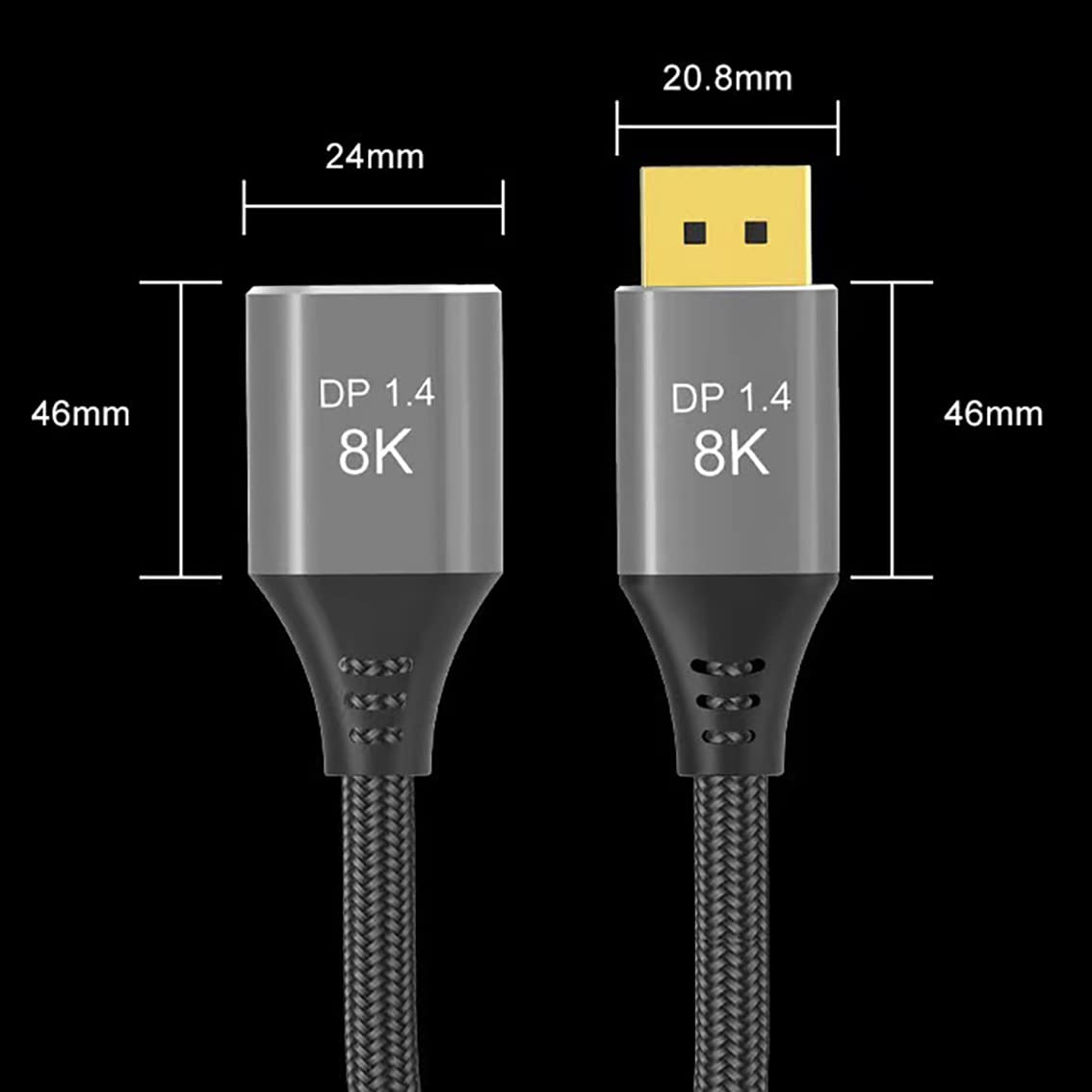 8K Displayport Extension Cable, Tunghey Displayport 1.4 Extension Cable, Displayport Male to Female Extension Cable,Supports 8K@60Hz, 4K@120Hz,2K@165Hz (0.5M) image number 6