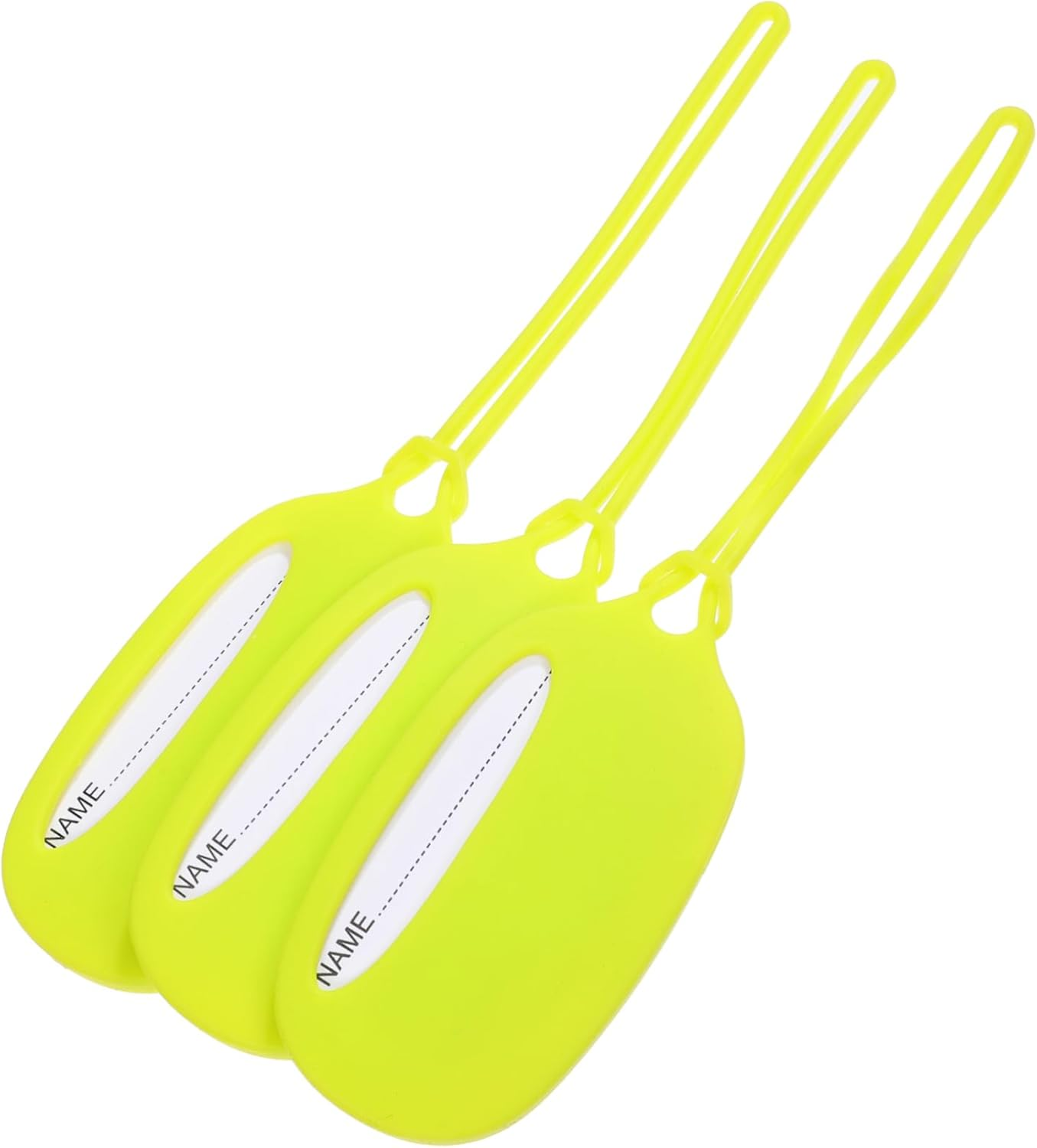 Healeved Silicone Luggage Tags Set of 3 Yellow-Green Suitcase Name Tags for Travel Bags Sturdy Identification Labels for Suitcases and Luggage image number 4