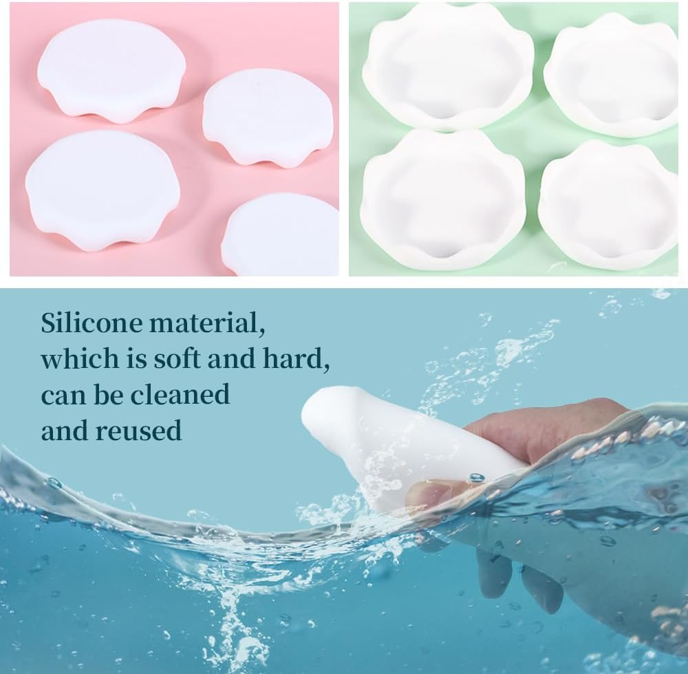 MUWINC Silicone Lids - Pack of 4 Universal Snowflake White Covers for Cups, Glasses & Tins (8Cm Inner Diameter) image number 1
