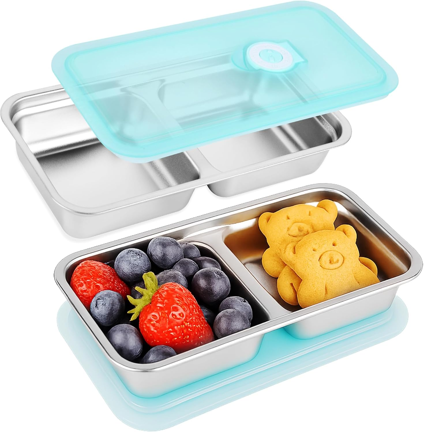 2PCS Reusable Snack Containers with Lids - Stainless Steel Bento Box - Stainless Steel Food Storage Containers - Dishwasher and Suitable for Kitchen Snacks Dips Take Out Travel and Outdoor Camping image number 6