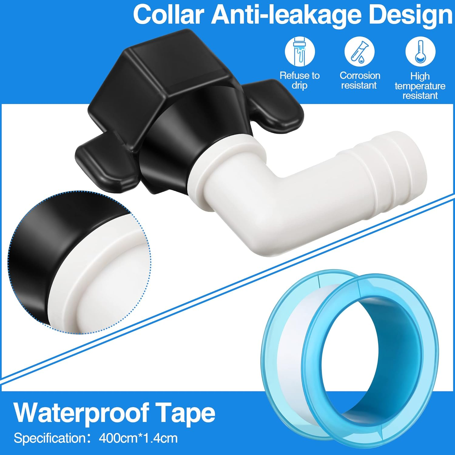 Dreyoo 1/2 Inch X 14 NPT X 1/2 Inch Barb Elbow and Straight Swivel Adapter RV Water Pump Fittings with Thread Seal Tape, 1/2 Inch Female Threaded Pex Fittings for Water Pump Strainer (Elbow)