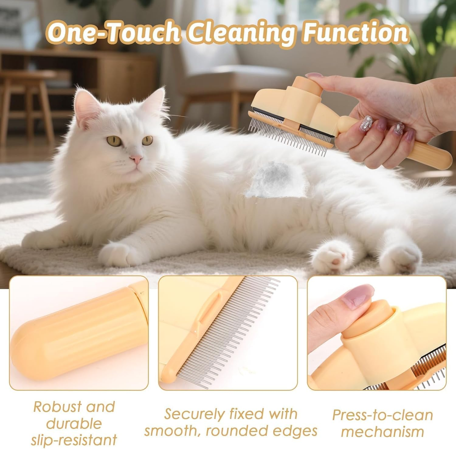 XXHUO Pet Hair Glove and Brushes, 1 Pair Anti-Static Gloves + 1 Hair Removal Brush + 1 Grooming Brush with 2 Hooks for Storing Cats Dogs Long Hair Short
