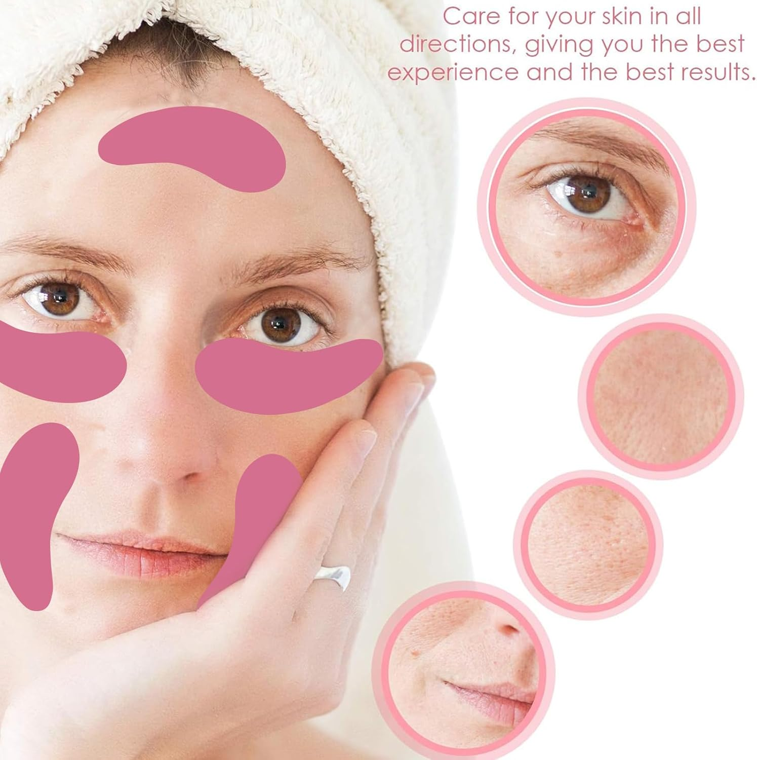 Kzvsiy Silicone under Eye Patches, 1 Pair Reusable Gel Eye Pads for Wrinkles & Fine Lines, Cooling and Heating Eye Mask with Metal Applicator, Tin Case, (Pink) image number 2