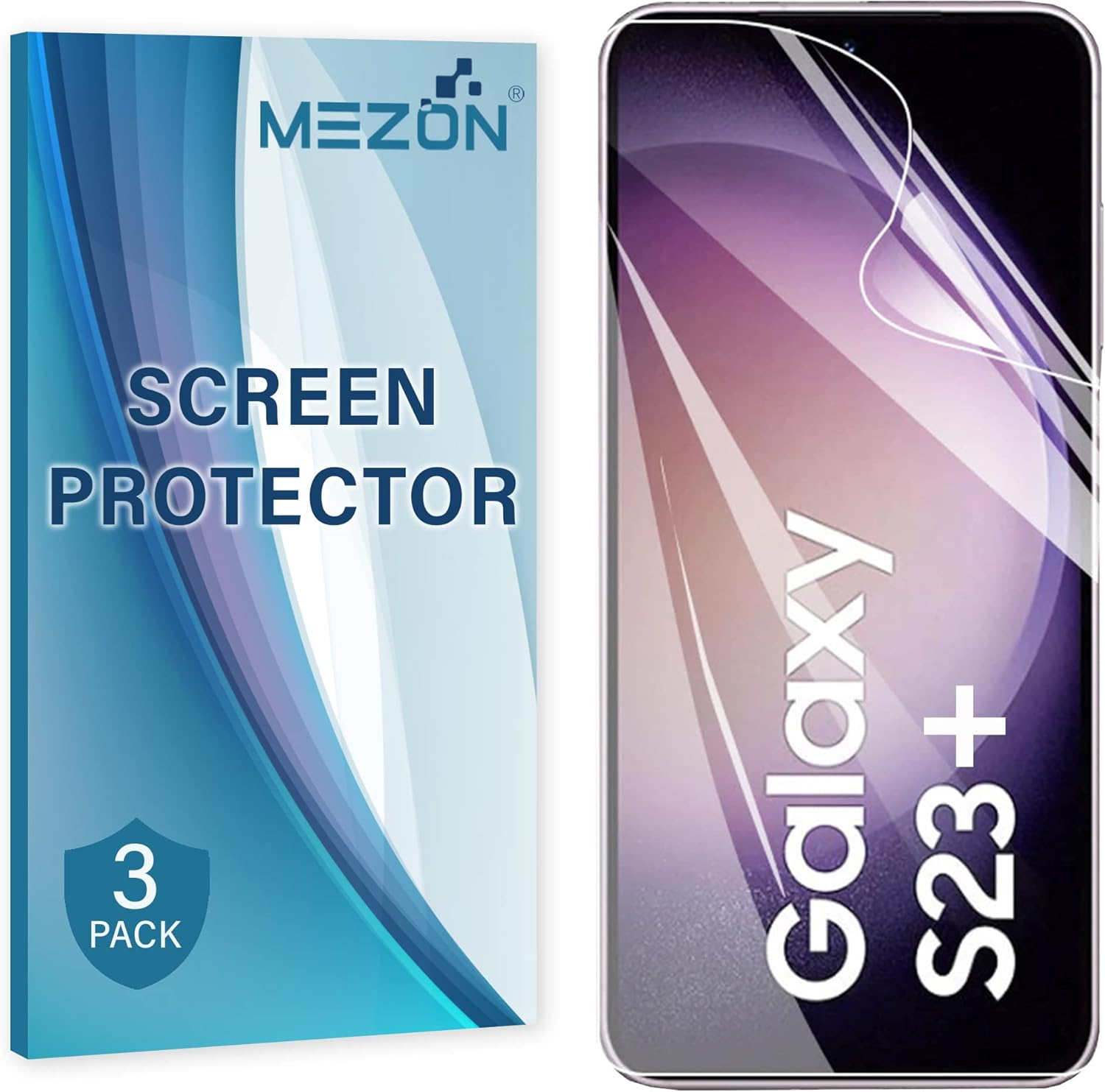 MEZON [3 Pack] Samsung Galaxy S23+ (6.6") Premium Hydrogel Clear Edge-To-Edge Full Coverage Screen Protector Film (Galaxy S23+, Hydrogel) image number 3