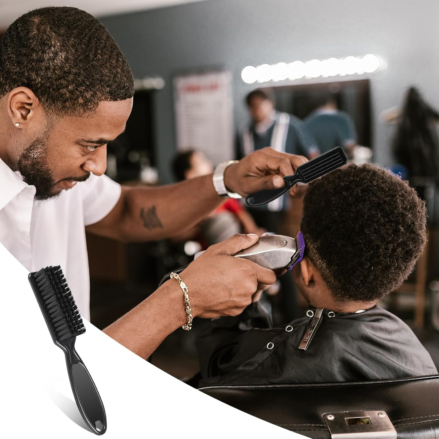 3 Pieces Nylon Brush Hairdressing Cleaning Brush Nail Brush Cleaning Brush Barber Blades Cleaning Brush Tool for Hair Clippers image number 5