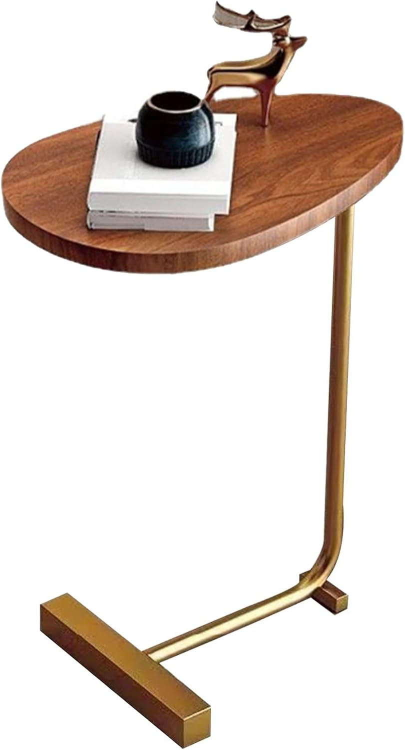 Couch Side Tables That Slide Under, C Shaped Side Table Snack Side Tables C Shaped End Table for Couch Wood Grain Small Bedside Tables for Sofa, Hotel, Living Room, Bedroom (Flat image number 4