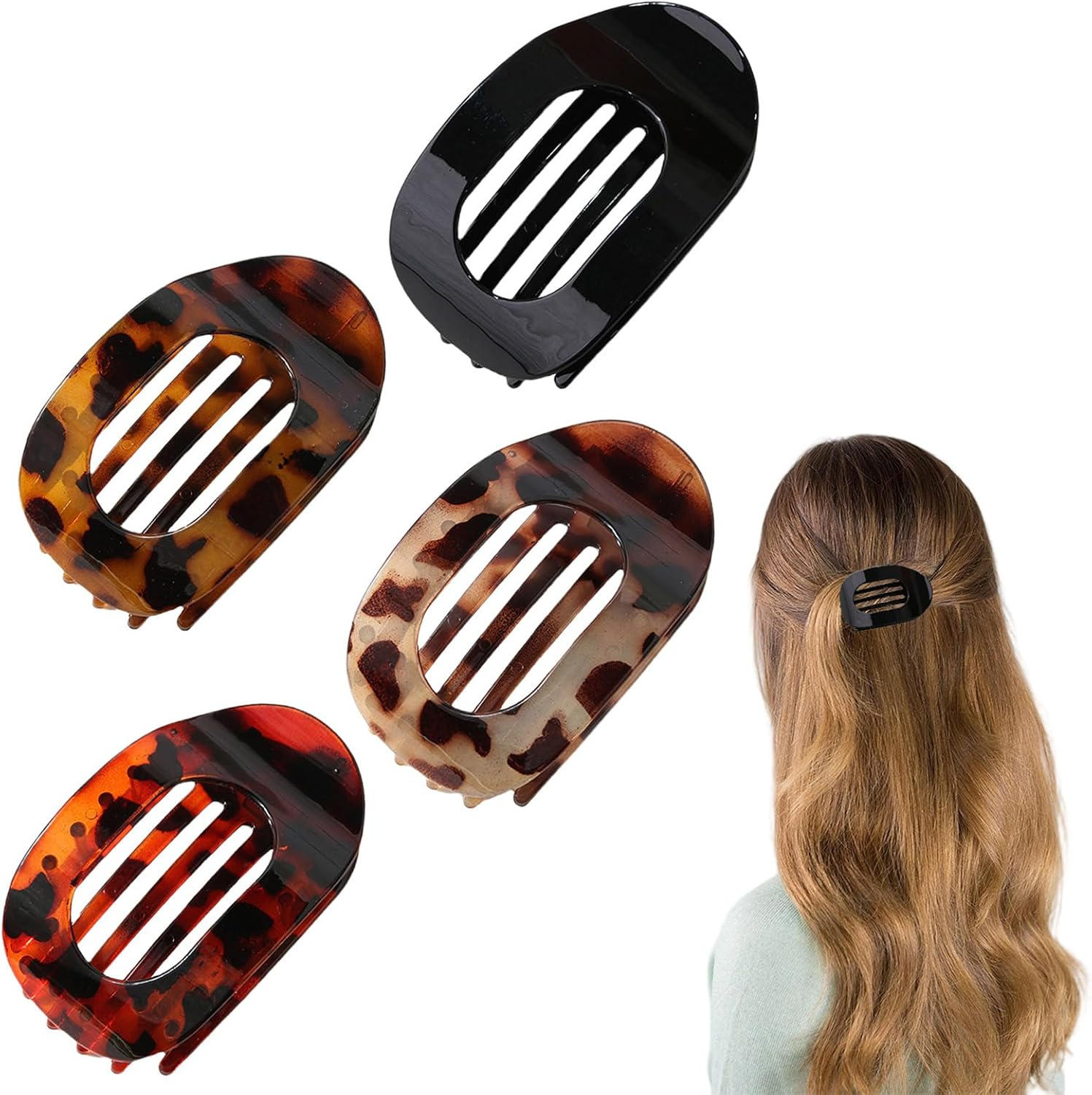 Pack of 4 Hair Clips for Women, Flat Hair Clips for Dunn Hair, Strong Hold Side Hair Clips (Black) image number 5