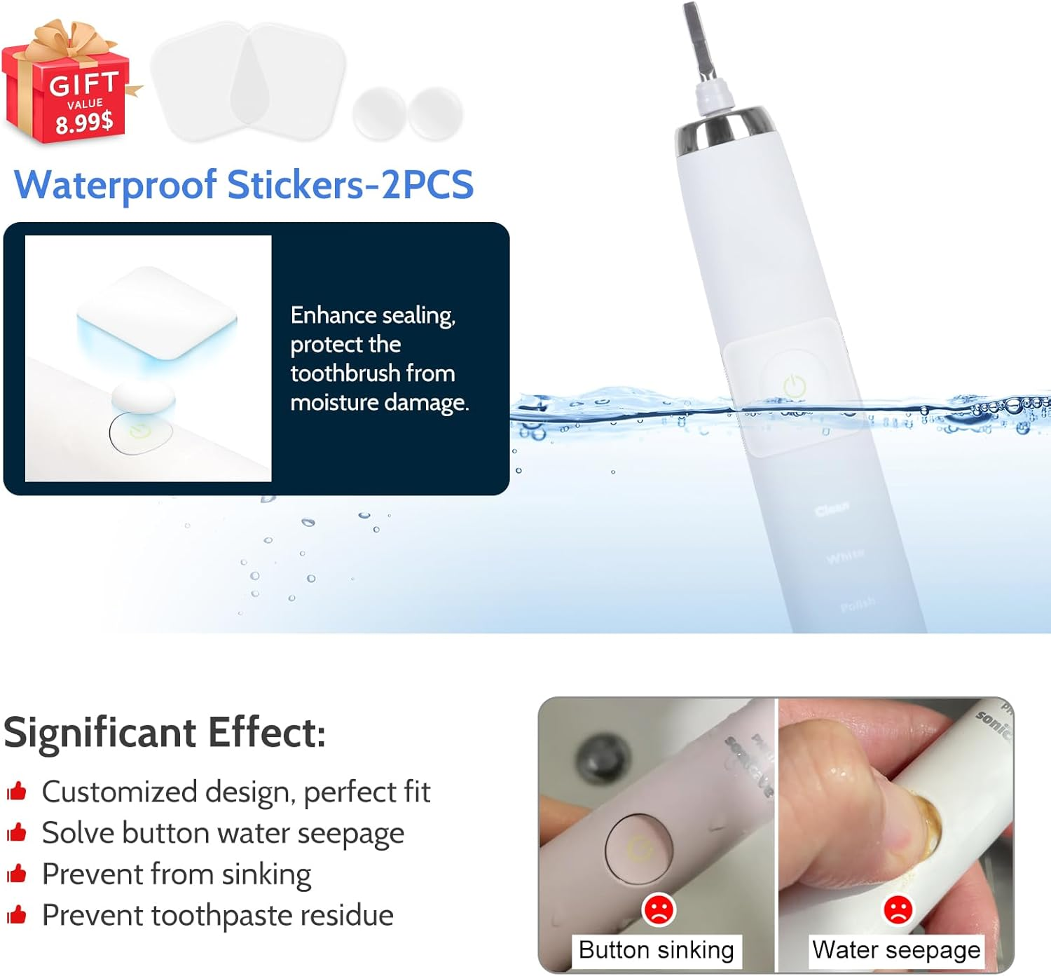 Electric Toothbrush Metal Shaft/Link Rod Replacement Parts Compatible with Philips Sonicare HX6300, HX6500, HX6700, HX6900, HX8900, HX9100, HX9300 Series (2 Pack) image number 2