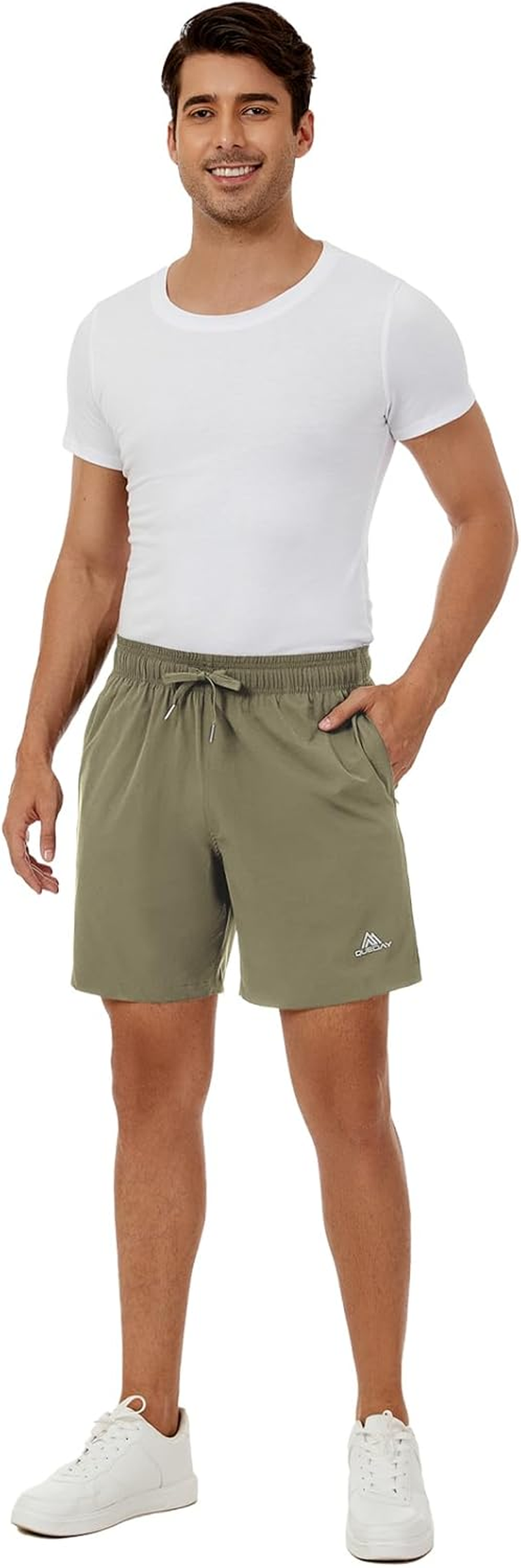 Queday Mens 2 in 1 Running Shorts with Liner 7 Inch Quick Dry Gym Athletic Workout Shorts with 2 Side Pockets with Zipper Back Pocket Inner Pocket image number 5