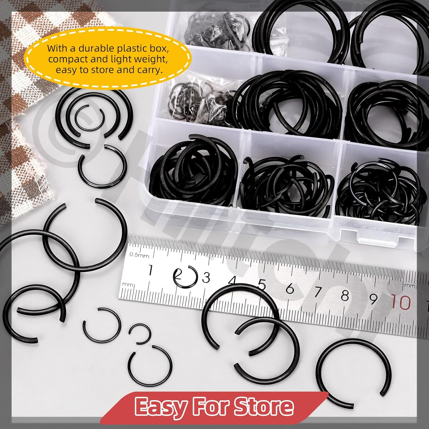 Hilitchi 322Pcs round Wire Snap Rings for Hole, Manganese Steel C-Clips Internal Snap Rings Assortment Kit for Cylinder Automobile image number 1