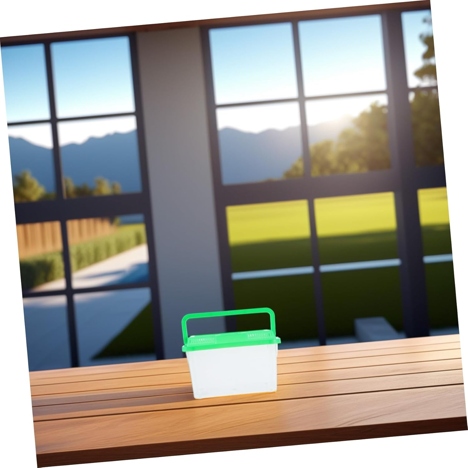 GRIRIW Plastic Fish Tank Portable Aquarium for Turtles Small Fish Tank with Carry Case Pet Box for Travel image number 1