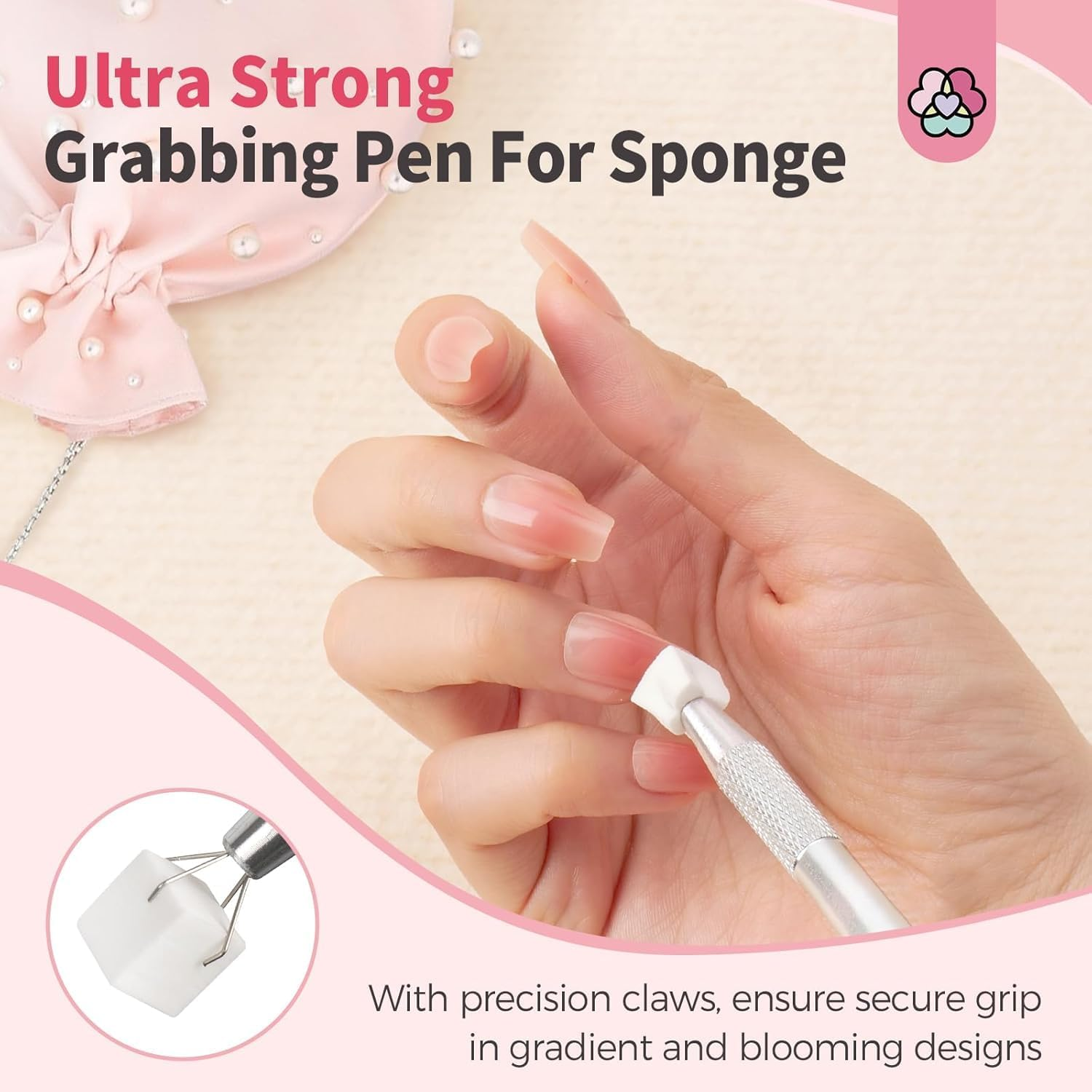 125 Nail Art Sponges and 4 Claws Nail Sponge Metal Gripper for Ombre and Gradient Nail Design, Nail Art Sponge Brush, Manicure Accessories for Nails, Nail Art Sponges for Baby Boomer Effects DIY image number 6