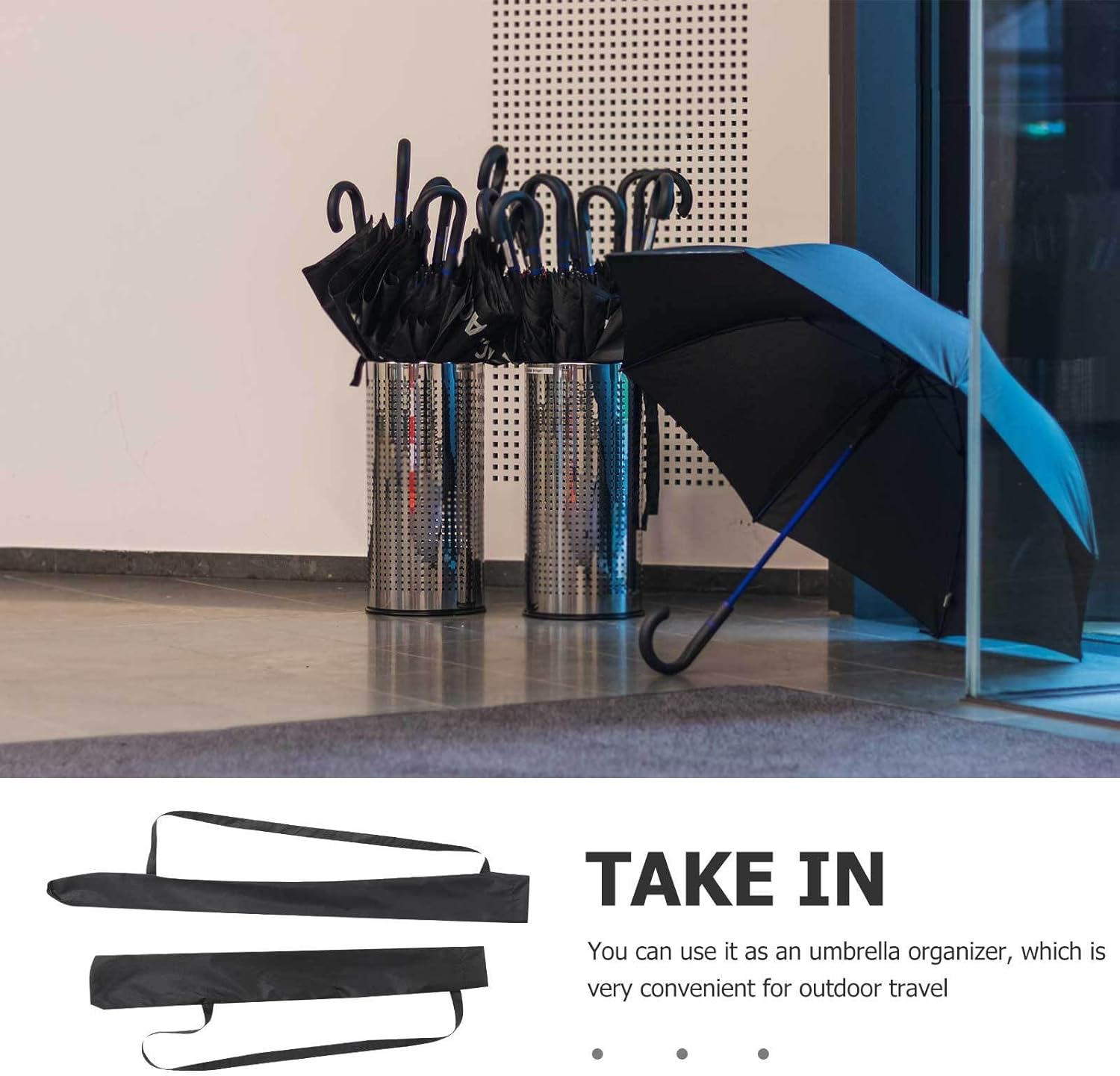 2Pcs Umbrella Bag with Shoulder Strap Waterproof anti Dust Reversible Umbrella Cover Carry Case for Storage Travel Home Car Black image number 3