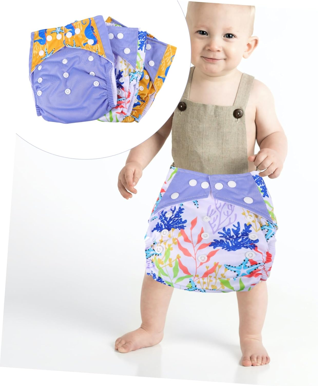 3Pcs Soft Leg Frame Cloth Diapers Absorbent Washable for Newborns Diapers for Boys Girls for Birthday Shower Christmas image number 1