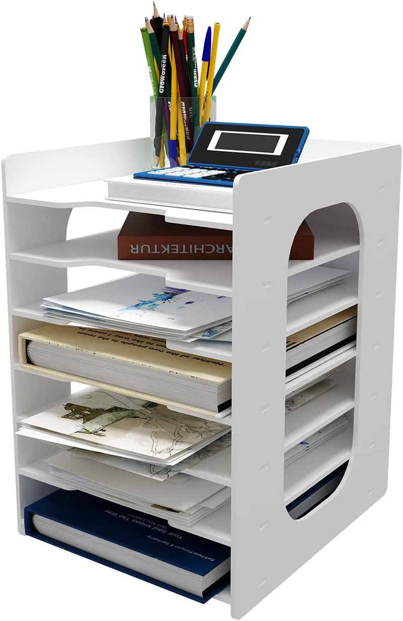 Natwind Office Desk Document File Organizer A4 File Holder Desktop Accessories Organizer Paper Letter Hard Copy Document Storage Rack (7-Tier)