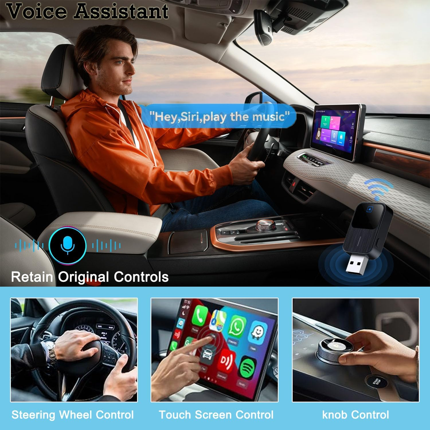 Wireless Carplay Adapter, 2-In-1 Wireless Carplay & Android Auto Adapter, Plug & Play Converts Wired to Fast, No Delay, with Reset Button for Iphone Ios 12+And Cars from 2016 (Black) image number 4