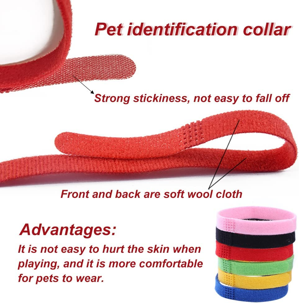 30Pcs Puppy Collars, Kittens Whelping Collars, Adjustable Identification Dog Collar, Double Sided Soft Nylon Collar Strap for Newborn Pet image number 3