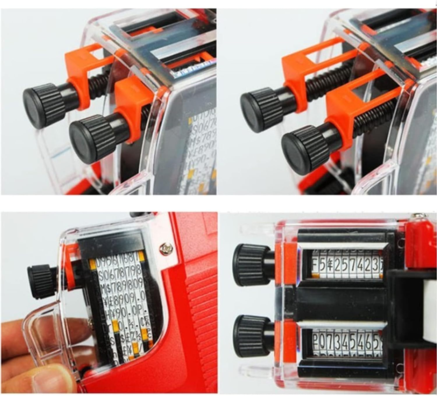 10 Digits 2 Line Price Tag Guns Labeller Marker Attacher Tool Kit Included 1Pc 2 Row Price Tag Guns 1Pc Ink Wheel for Office Retail Store，Mx-6600 Model，Red, Yellow, Blue (Red) image number 6