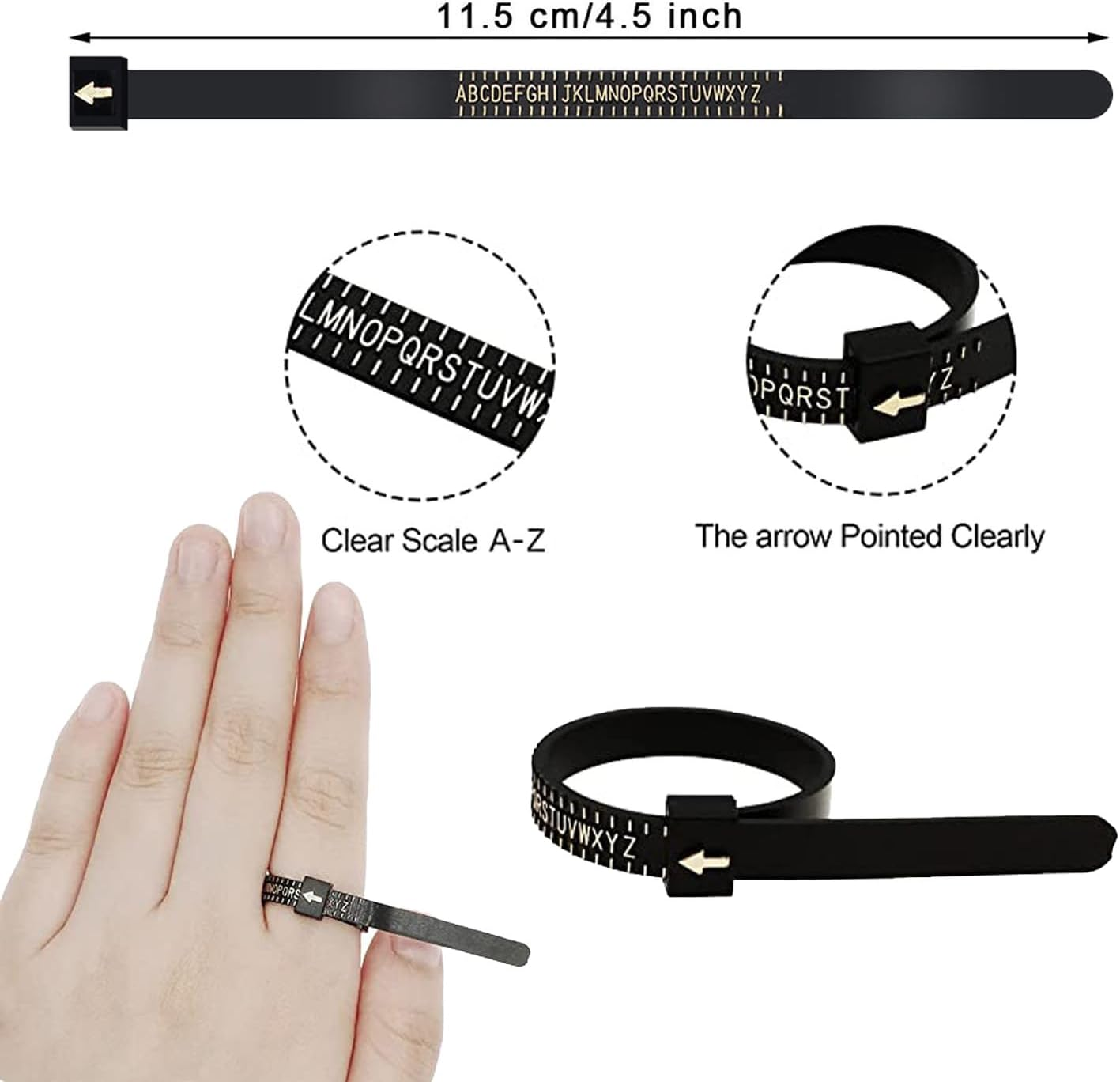 Ring Size Measurement Kit,Includes a Mandrel, Adjustable Ring Gauge,And 2 Finger Tape Measures,Suitable for Jewellery Making,Suitable for Both Women and Men