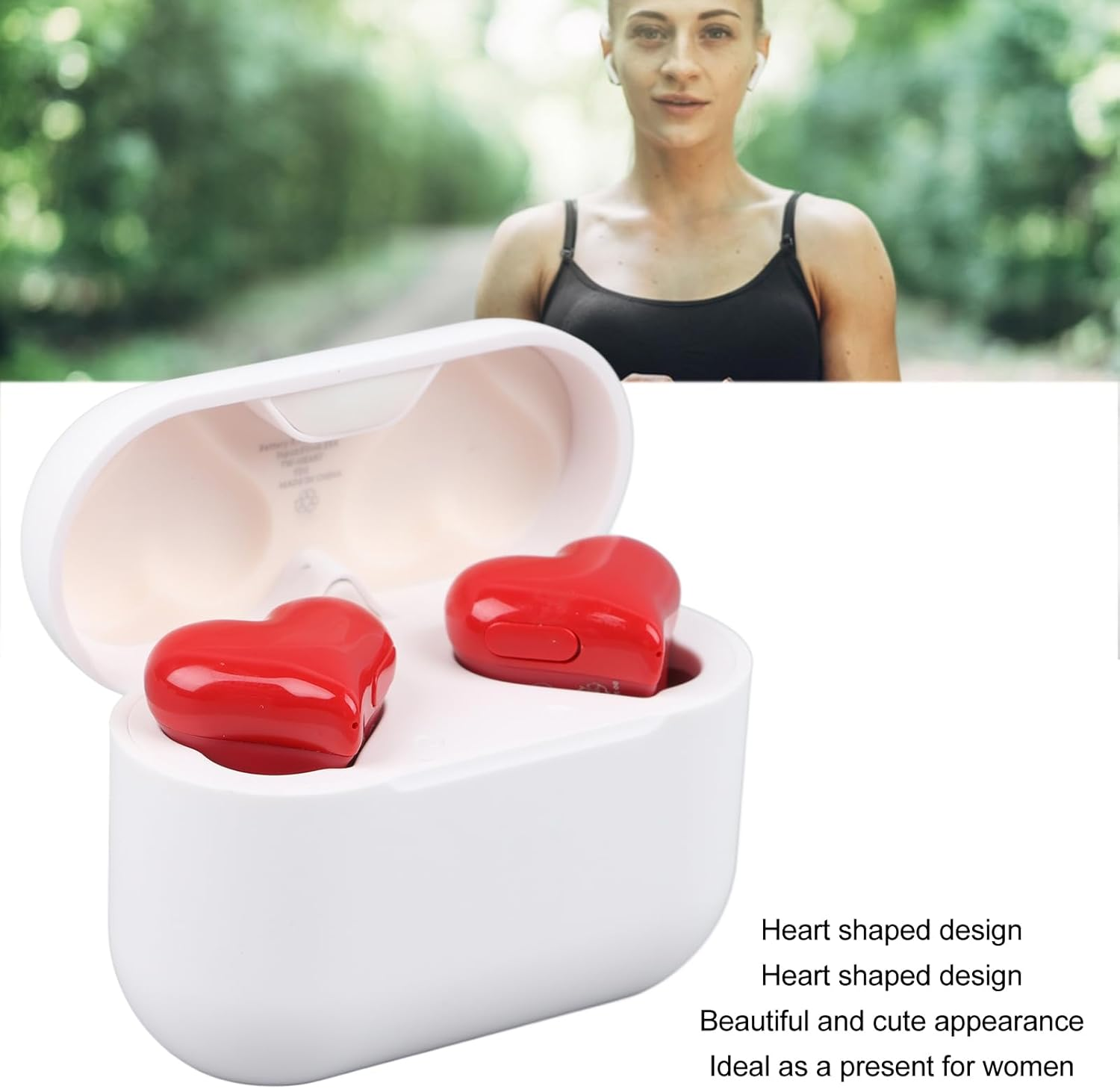 GOWENIC Wireless Earbuds, Stereo Sound Bluetooth Wireless Headphones with Noise Canceling, Heart Shaped Design and 3 Pairs Earbuds, for Phone Laptop image number 6