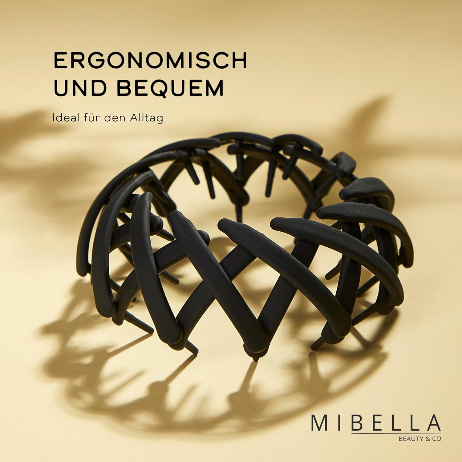 MIBELLA BEAUTY & CO Spiral Hair Claw for Gentle Hold without Pulling - Hair Clip with Non-Slip Design for Secure Grip - Black