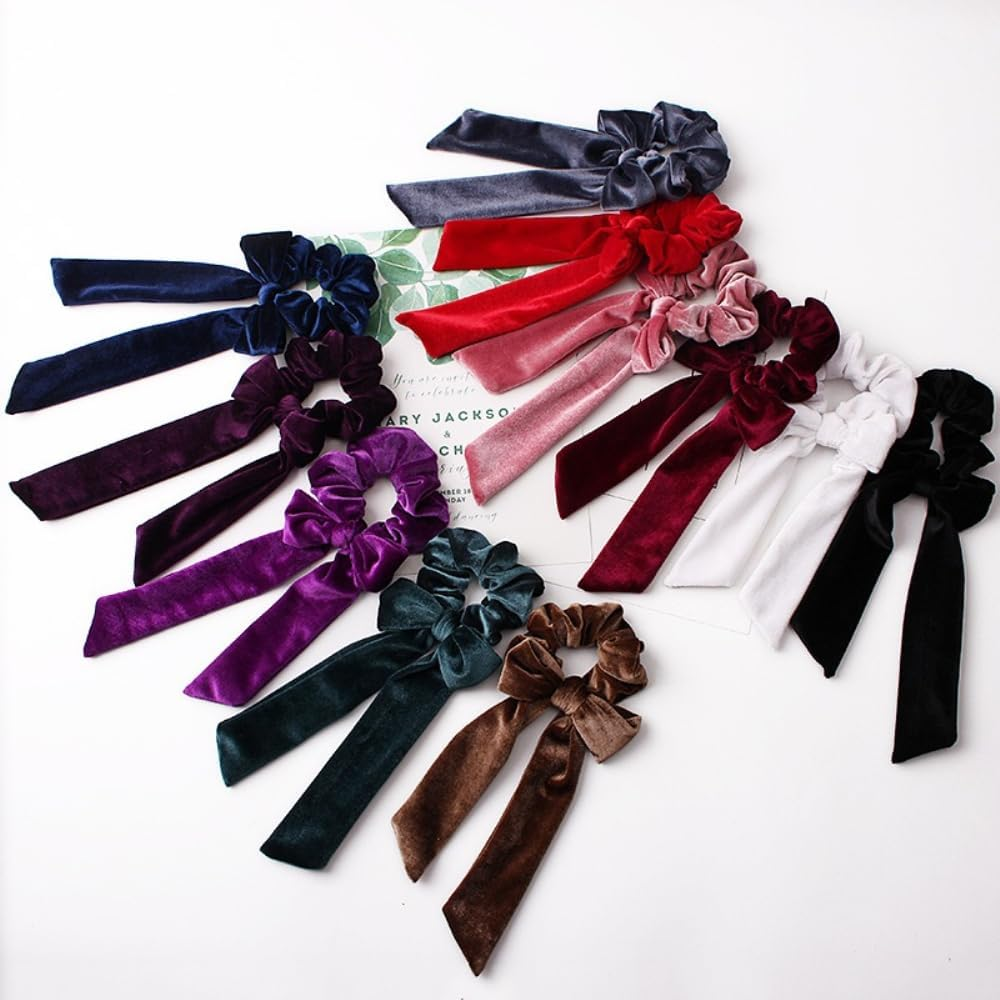 Pack of 2 Hair Bows with Bow, Velvet Hair Bowknot Hair Bands, Elastic Bow Hair Bands, Ponytail Holder, Hair Scrunchie, Bow, Hair Accessories for Women, Purple image number 1