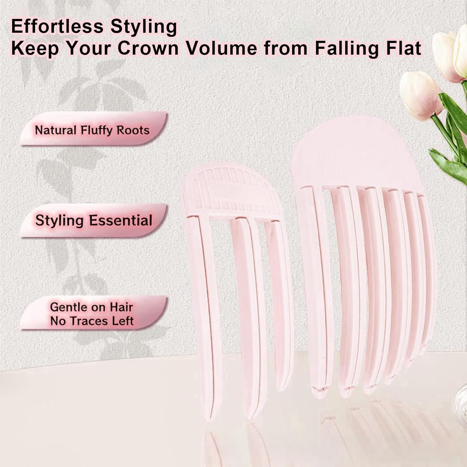 Yamobi Pack of 2 Volume Hair Clips for Fluffy Bangs, Volume Clip for Hairline, No Imprint Hair Root Lifting Clips for Men and Women, Pink image number 5