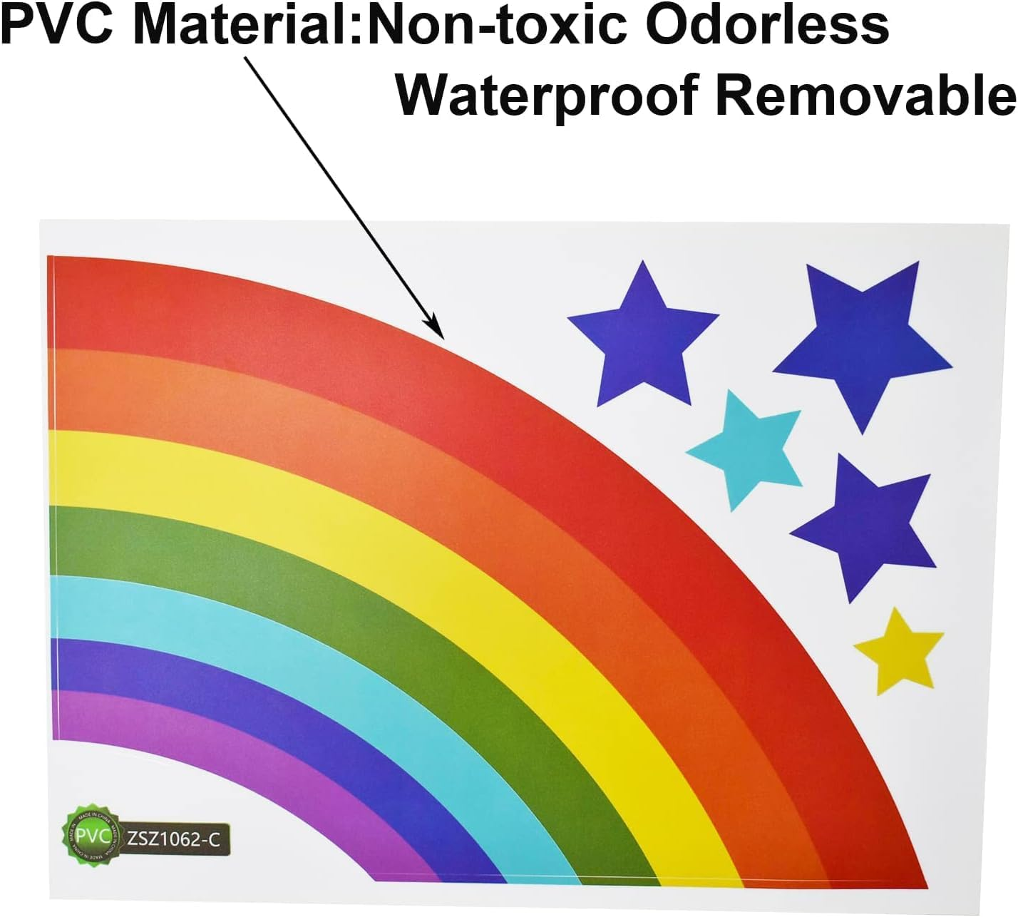 Maydahui Rainbow Cloud Wall Decal Colorful Stars Wall Vinyl Sticker (30 X 42 Inch) Removable Peel and Stick Art Mural Decor for Baby Kids Bedroom Nursery Playroom Girl&rsquo;S Room