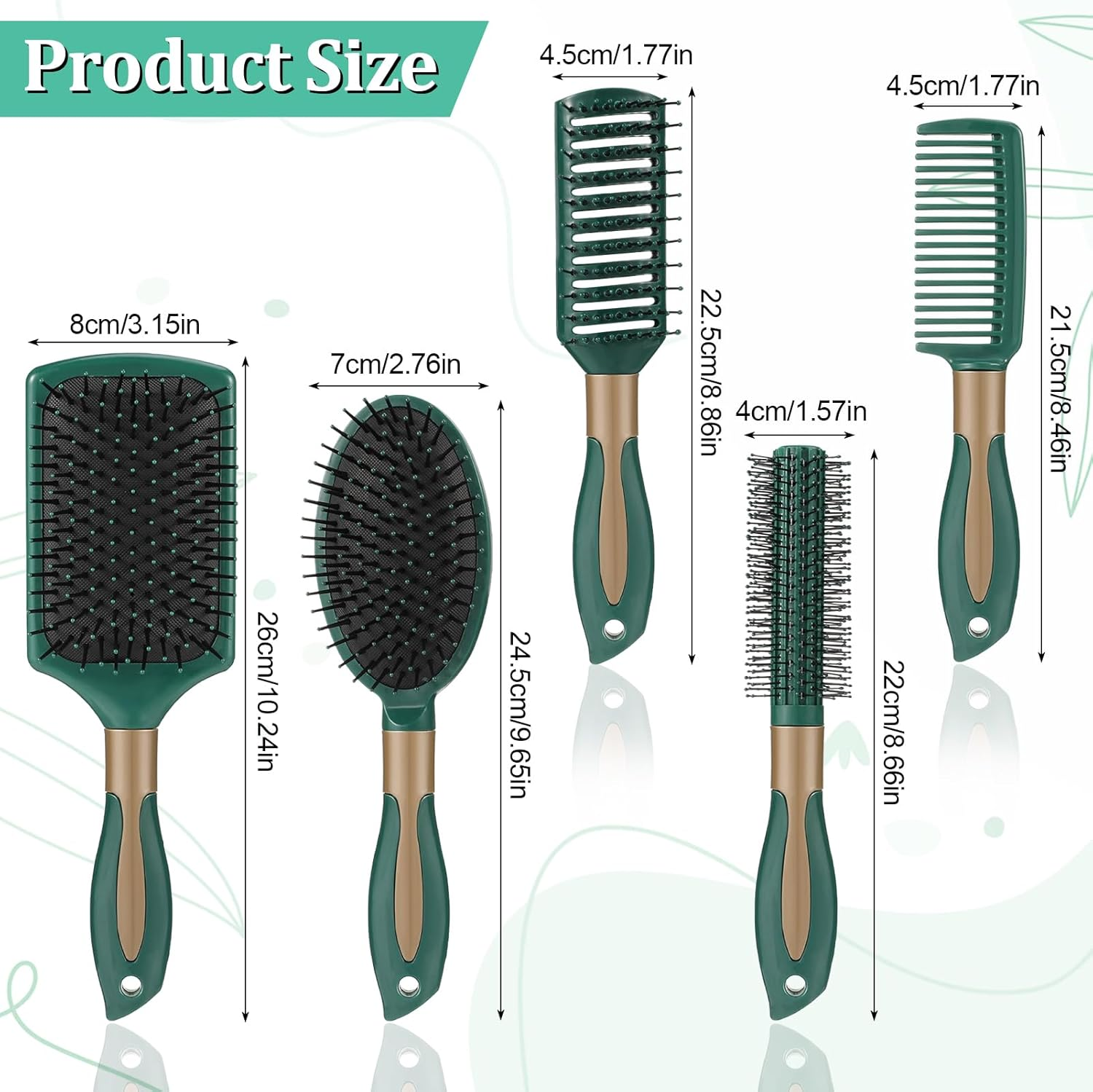 Heyu-Lotus 5 Packs Hair Brush Set, Paddle Brush Women Detangle Hair Brush, Wet Hair Brush Detangling Paddle Brush Anti-Static Curly Hair Brush Detangling Hair Brush Set for Home Salon Supplies image number 3