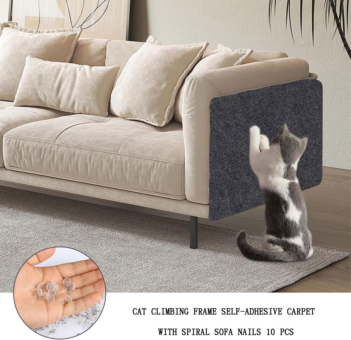 Self-Adhesive Scratching Mat, Cats, Scratching Boards Cat Wall Cat Scratching Boards, DIY Cut to Size, Cat Scratching Mat, Cat Sofa, Cat Wall 30 X 100 Cm, Climbing Cat Scratcher (Dark Grey) image number 1