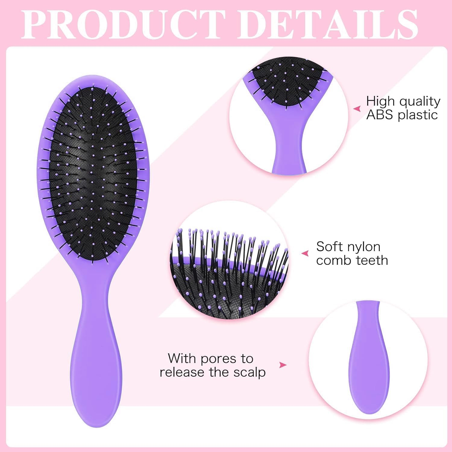 4Pcs Detangling Brush Set for Women - Detangler Hair Brush for Wet or Dry Straight, Spray Bottle with Hair 9 Row Styling Brush image number 2