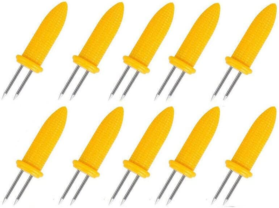 10X Corn Cob Holders, Corn on the Cob Skewers, Stainless Steel Corn Fork Prong Skewers Barbecue Fork Fruit Holder BBQ Kitchen Accessories Home Cooking Fork image number 3