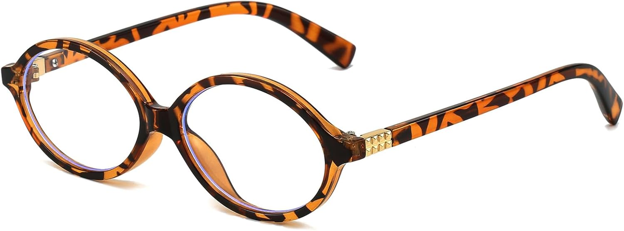 LJCZKA Oval Blue Light Glasses for Women Men Computer Glasses Oval Frame anti Eyes Strain Headache Unisex for Reading Texting Gaming - Black + Leopard image number 4